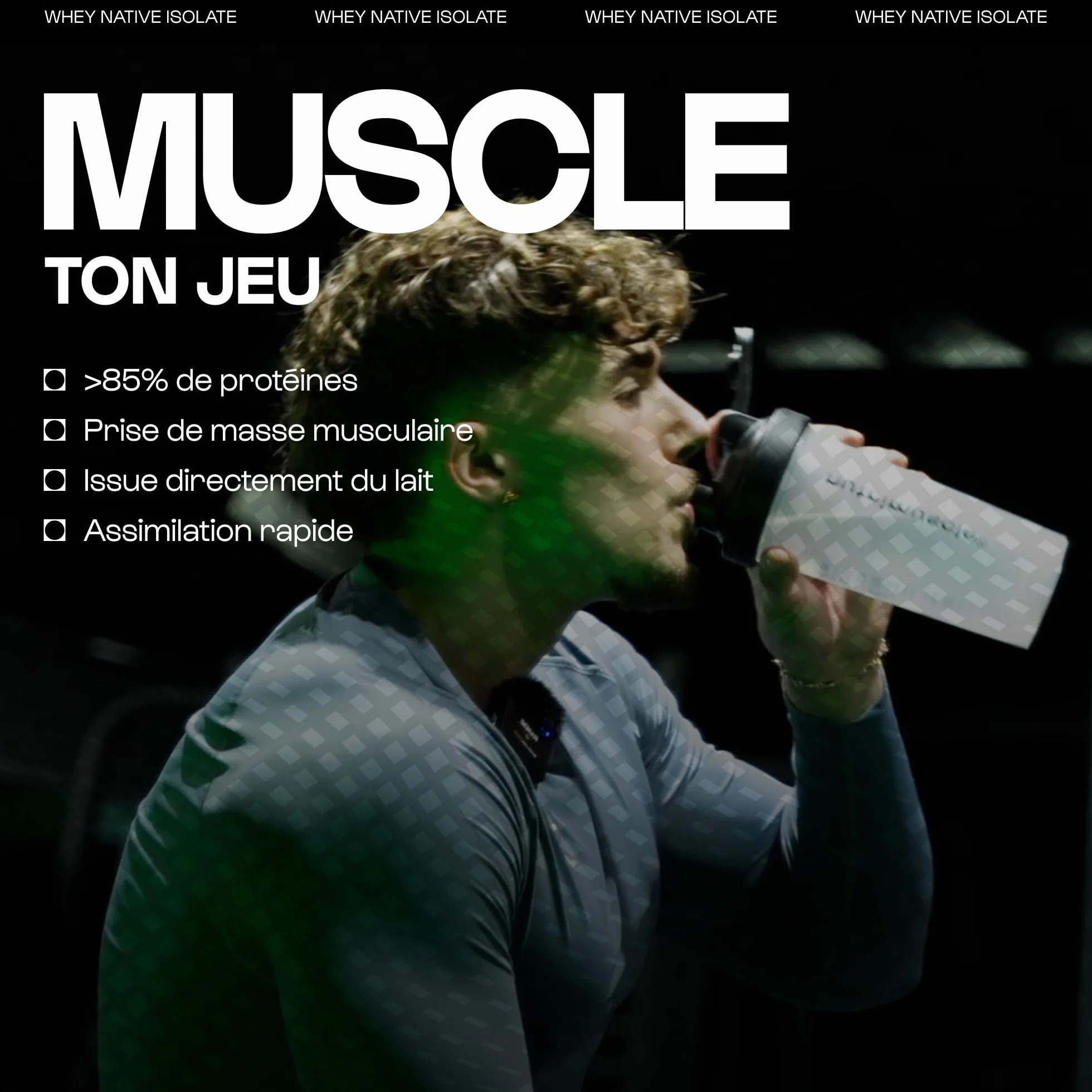 Nutrimuscle Isolat De Whey Native 1kg Vanille Lait Français 85% Protéines Whey Protein Musculation Prise de Masse Musculaire