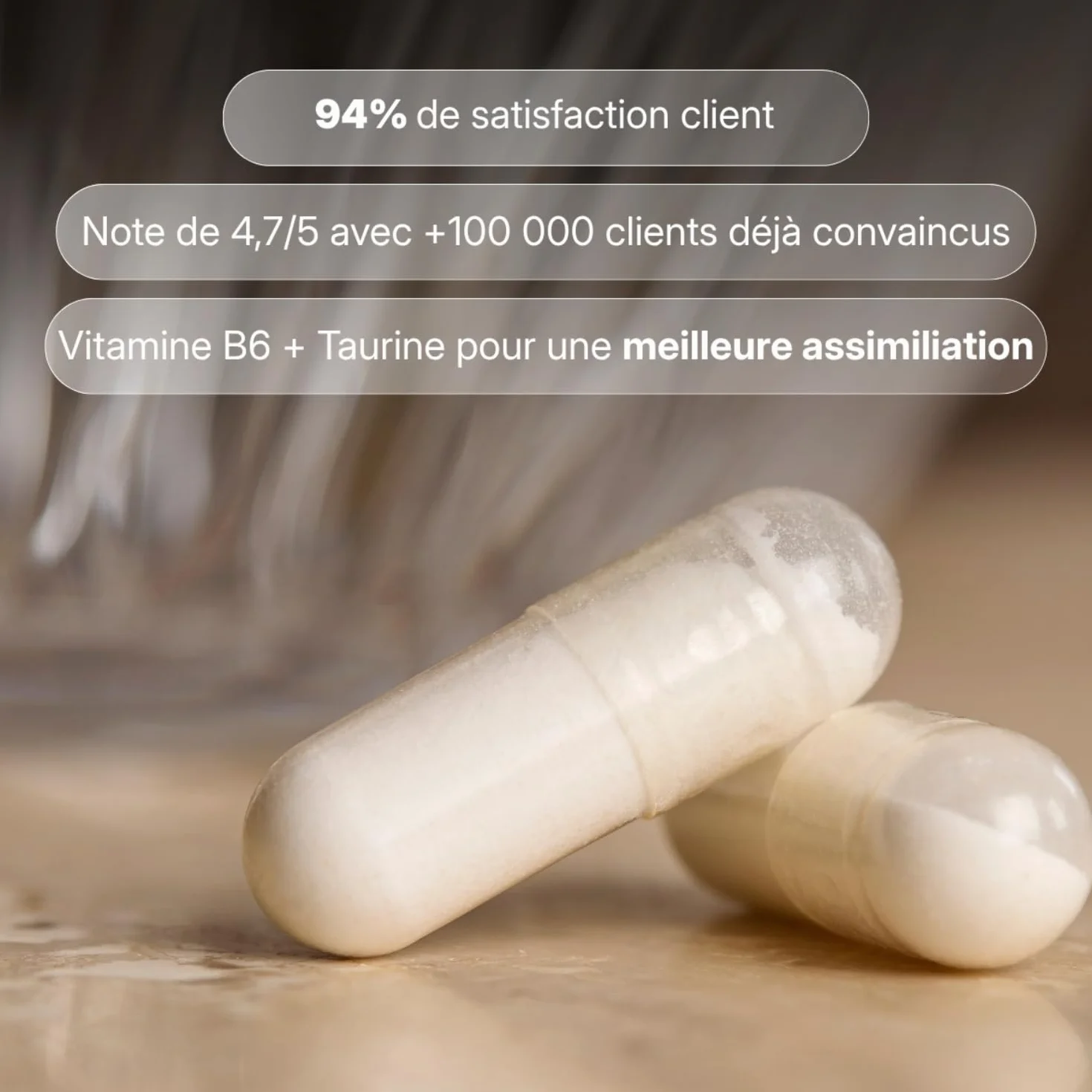 Nutripure Magnésium Bisglycinate + Vitamine B6 & Taurine 60 Gélules Anti-Fatigue Stress