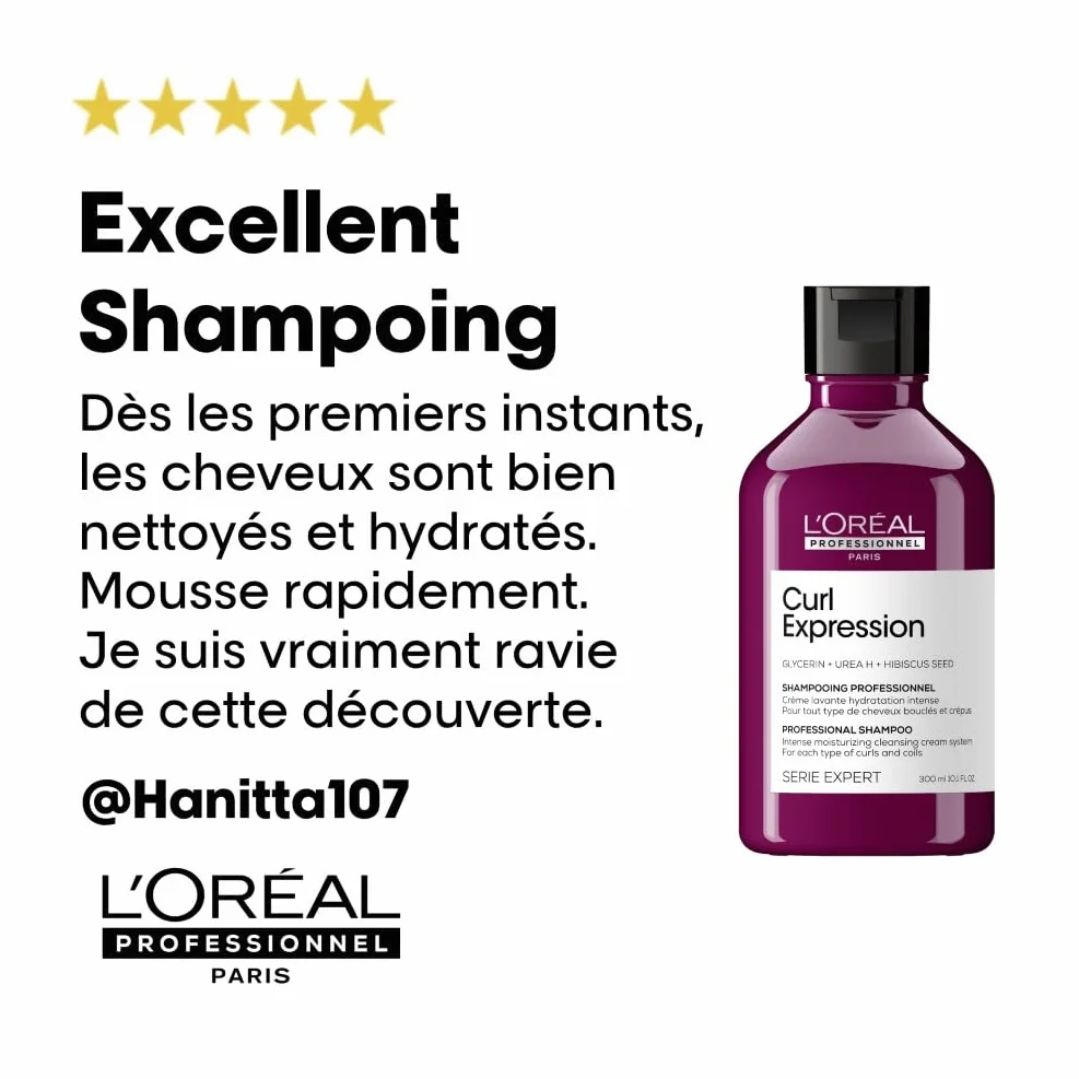 L'OREAL PROFESSIONNEL Crème Lavante Hydratation Intense Curl Expression Shampoing Cheveux Bouclés 300 ml