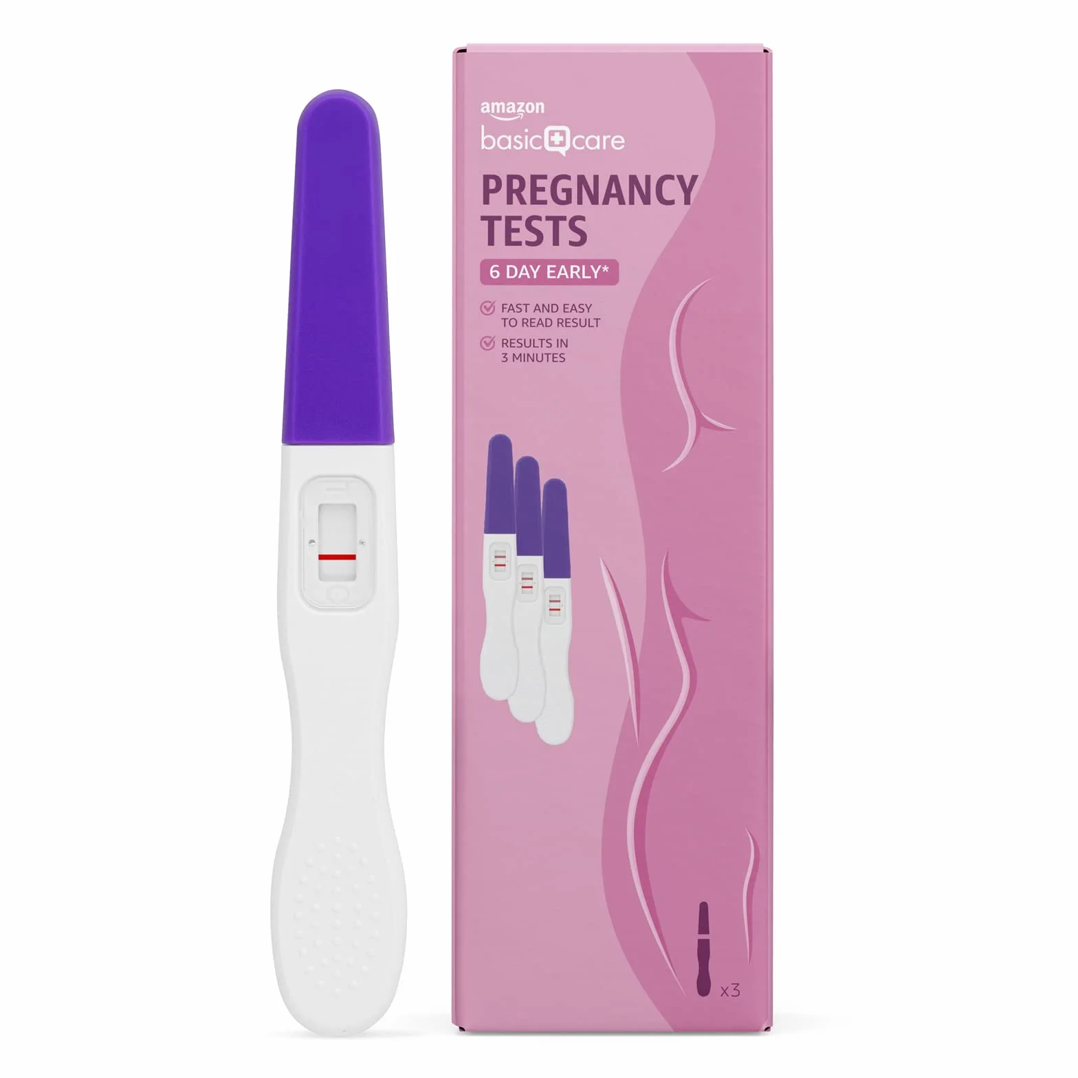 Amazon Basic Care Tests de grossesse Détection précoce 6 jours pack de 3 tests