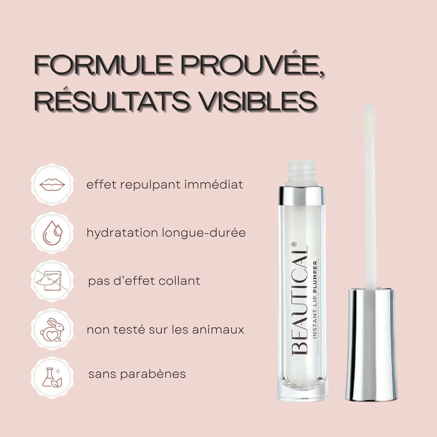 Repulpeur Instantané pour les Lèvres | Lèvres repulpées & pulpeuses | Lèvres plus pleines & plus douces | Apparence réduite des ridules | Acide Hyaluronique | Sérum clair | 5 ml