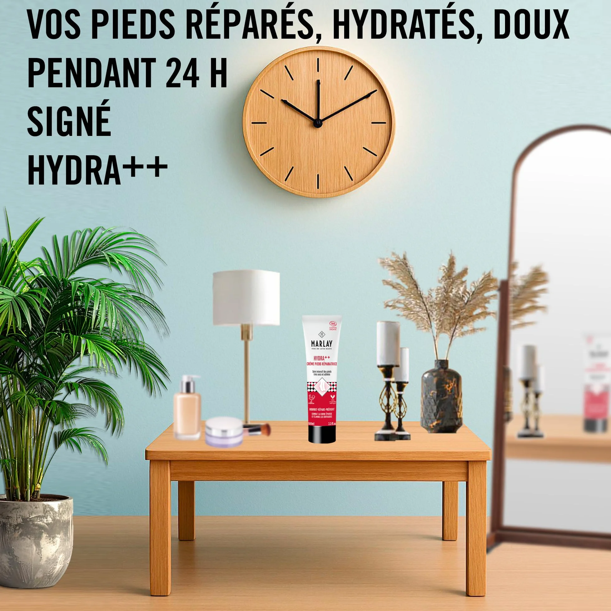 Crème Pieds HYDRA++ Réparation Intense Soin pour Pieds Très Secs Abîmés Fissurés Certifié Bio Cosmos Organic 99% d'Origine Naturelle Made in France 100 ml