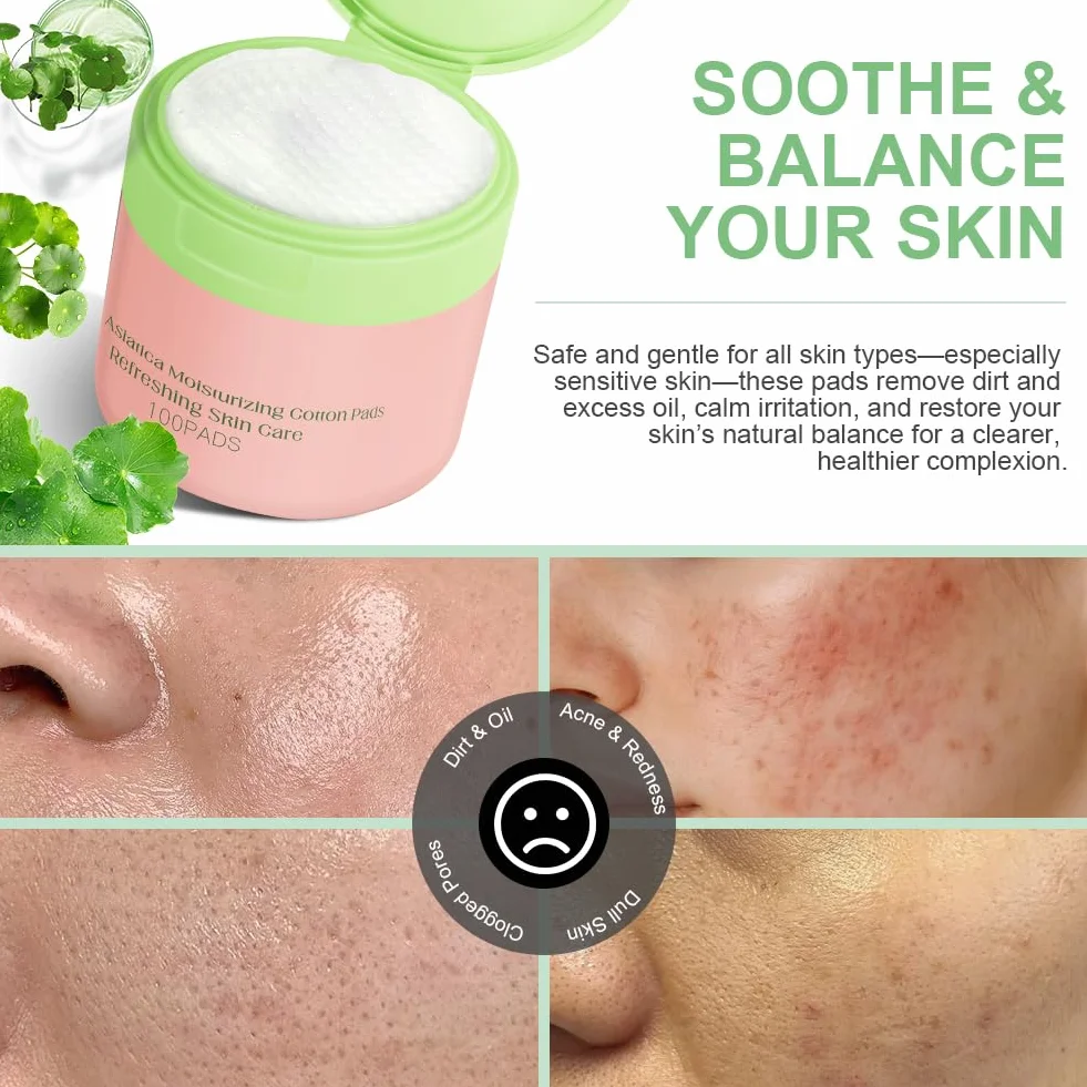 LOPHE Toner Pads Centella 100 pièces, Tampons Exfoliants Niacinamide, Correcteur Taches Sombres