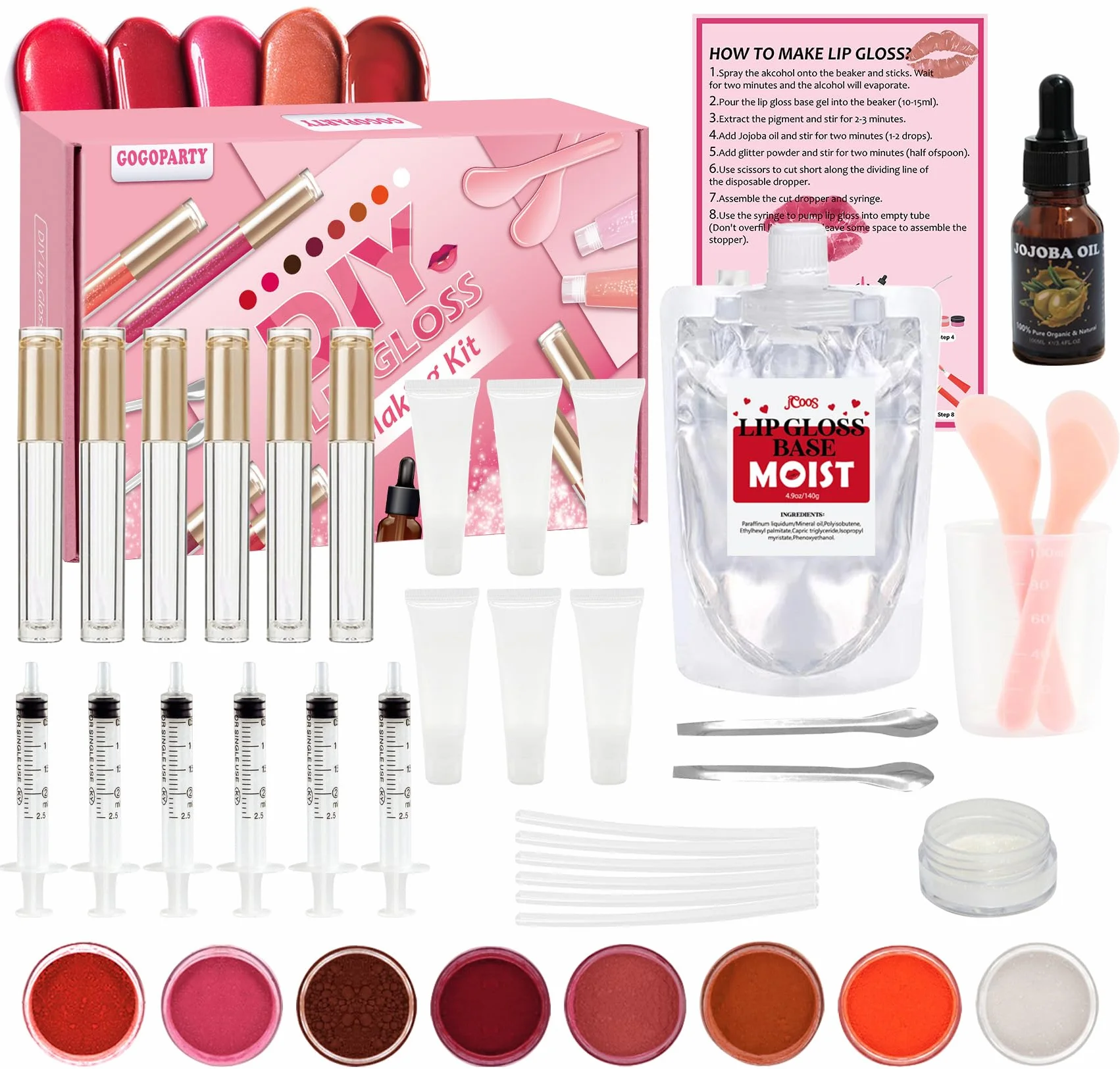 Kit de fabrication de gloss, Vezerd Lipgloss Making Kit, Créative Bricolage Adulte DIY Set de fabrication, Fille Lipgloss Set drôle de cadeau de maquillage pour les femmes, Rose