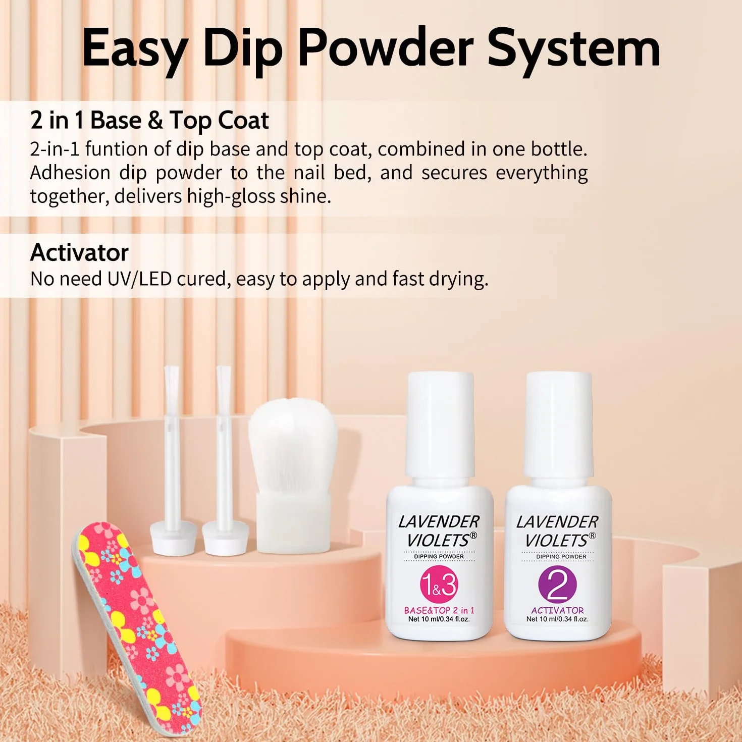 Lavender Violets 6 Couleurs Acrylique Trempage Poudre Système French Nail Manucure Deux En Un Base Vernis De Finition Brosse Ongles Lime