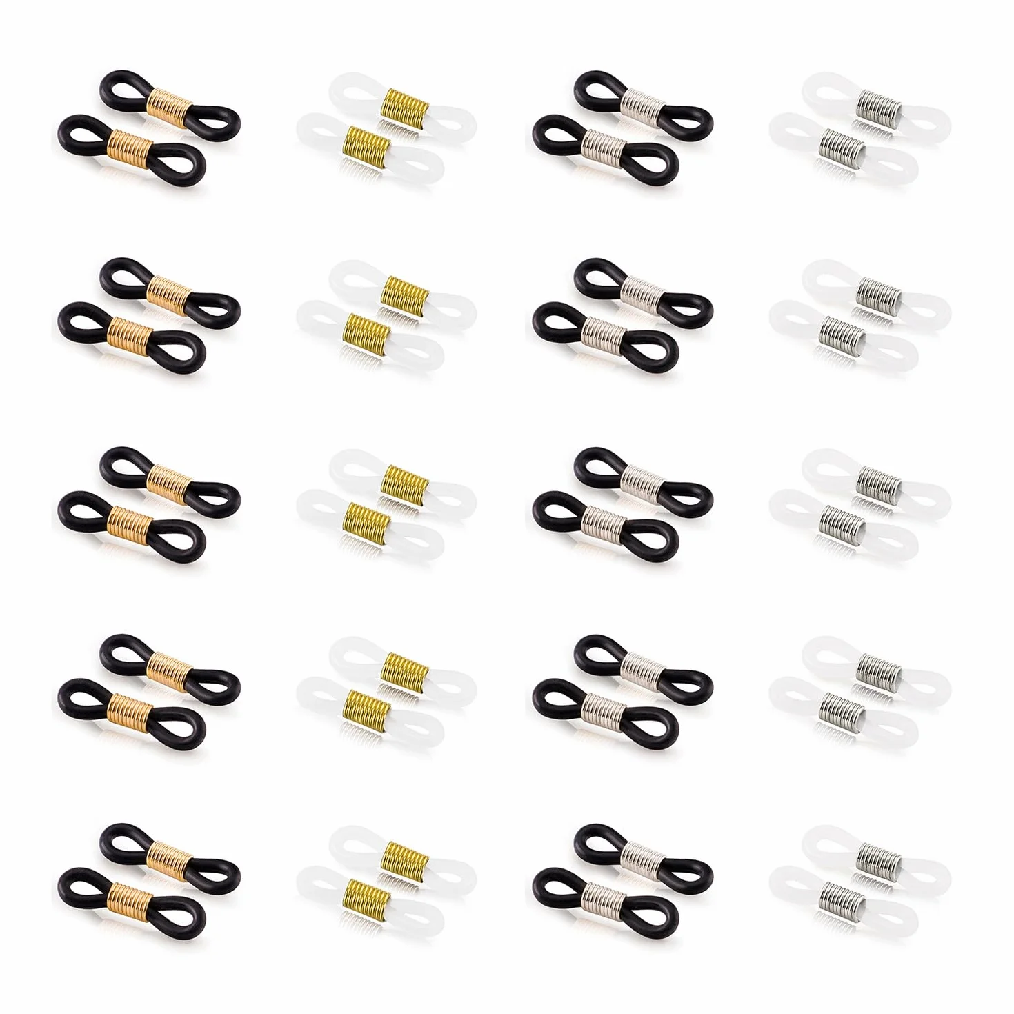 Boucle Attache en Caoutchouc Réglable Universel pour Lunettes, 40 Pièces