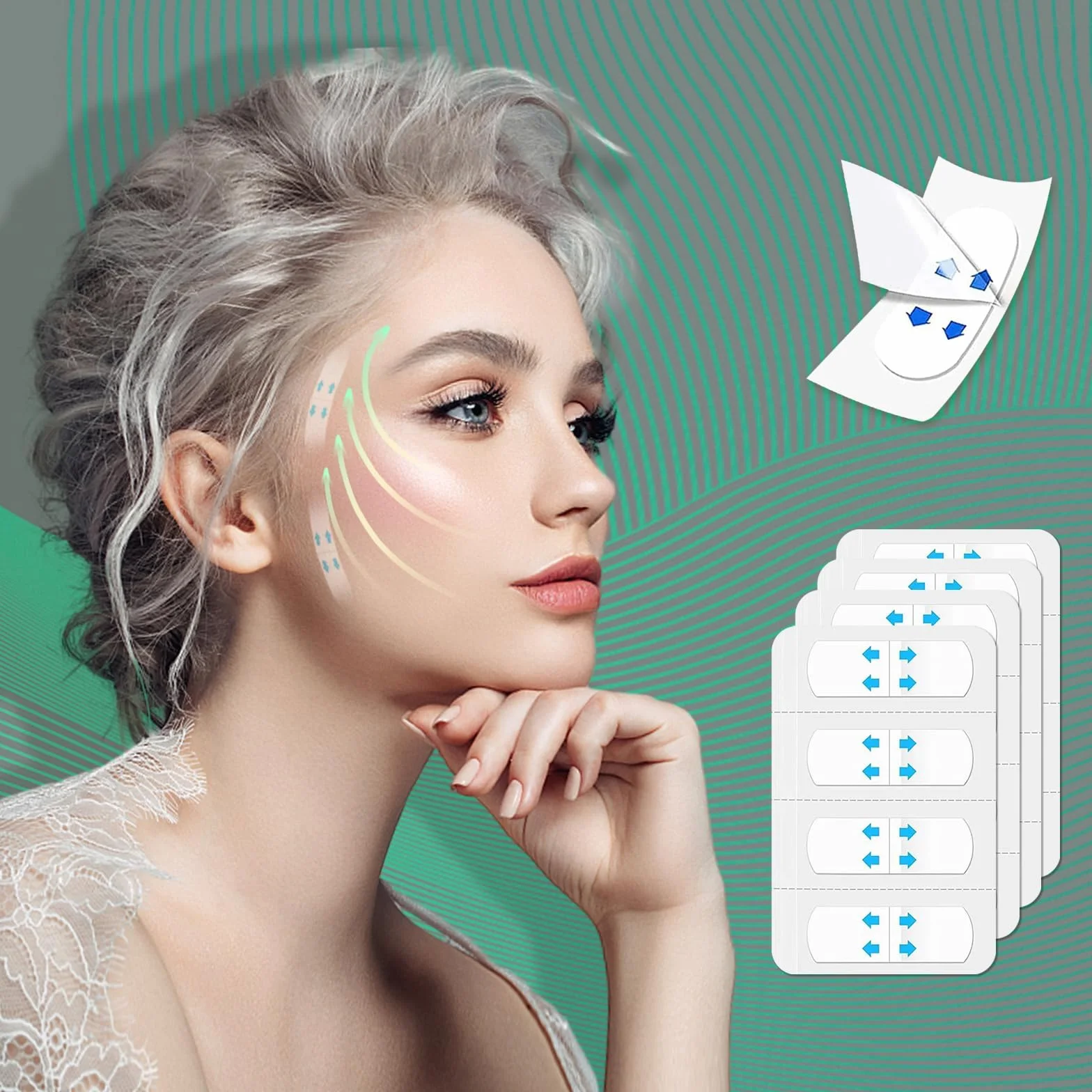 Lot de 120 bandes adhésives pour le visage anti-rides, levage invisible, raffermissant, imperméables, autocollants en V