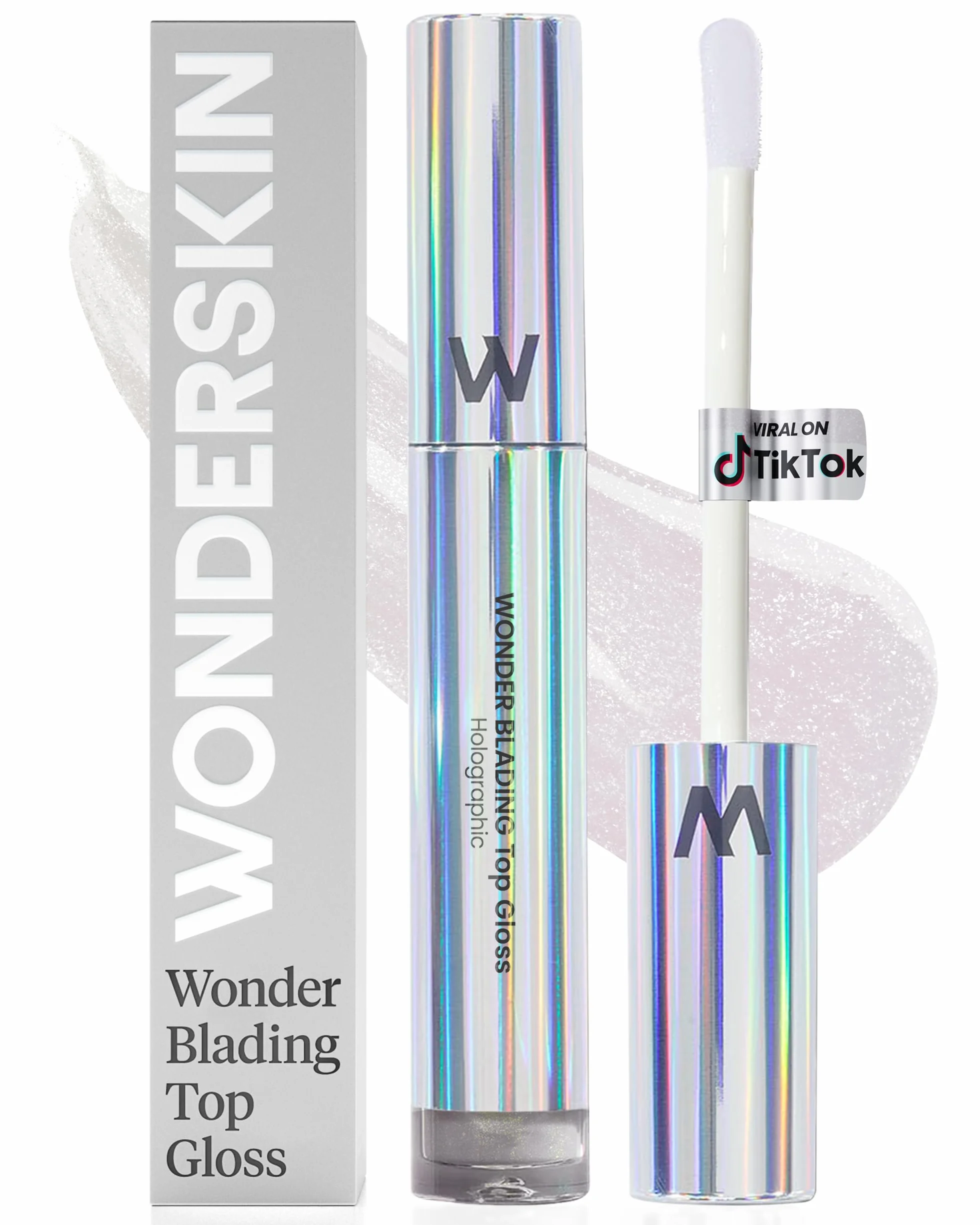 Wonderskin Wonder Blading Top Gloss - Brillant À Lèvres Transparent À Paillettes, Maquillage Pour Les Lèvres Au Fini Hydratant Et Brillant (Holographique)