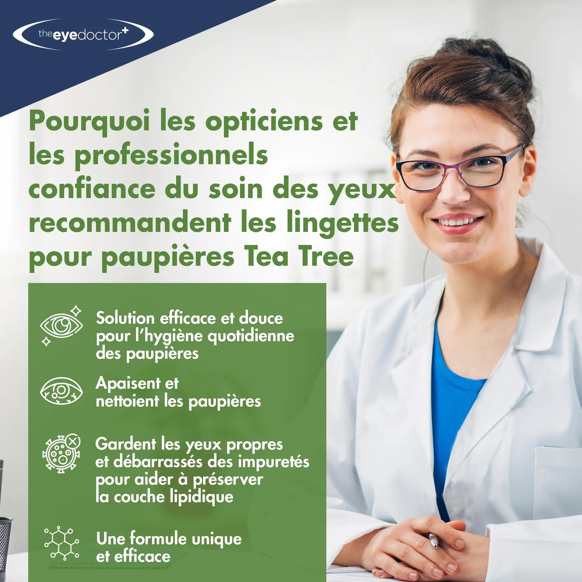The Eye Doctor Lingettes Pour Paupières À L'arbre À Thé 200 Usage Unique Yeux Sensibles Secs