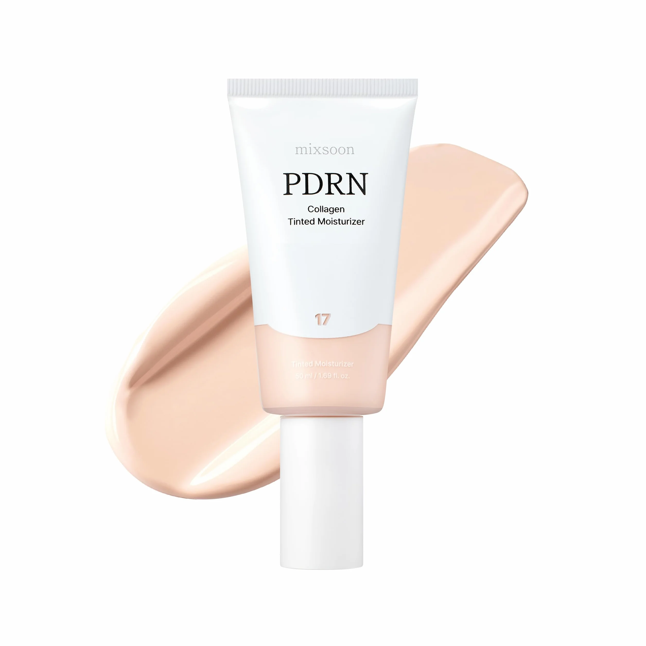 mixsoon PDRN Crème hydratante teintée au collagène n° 17 Bare – Base infusée de soins de la peau avec du riz PDRN et des peptides, éclat vibrant 24h et hydratation lumineuse, 10 nuances, peau de verre