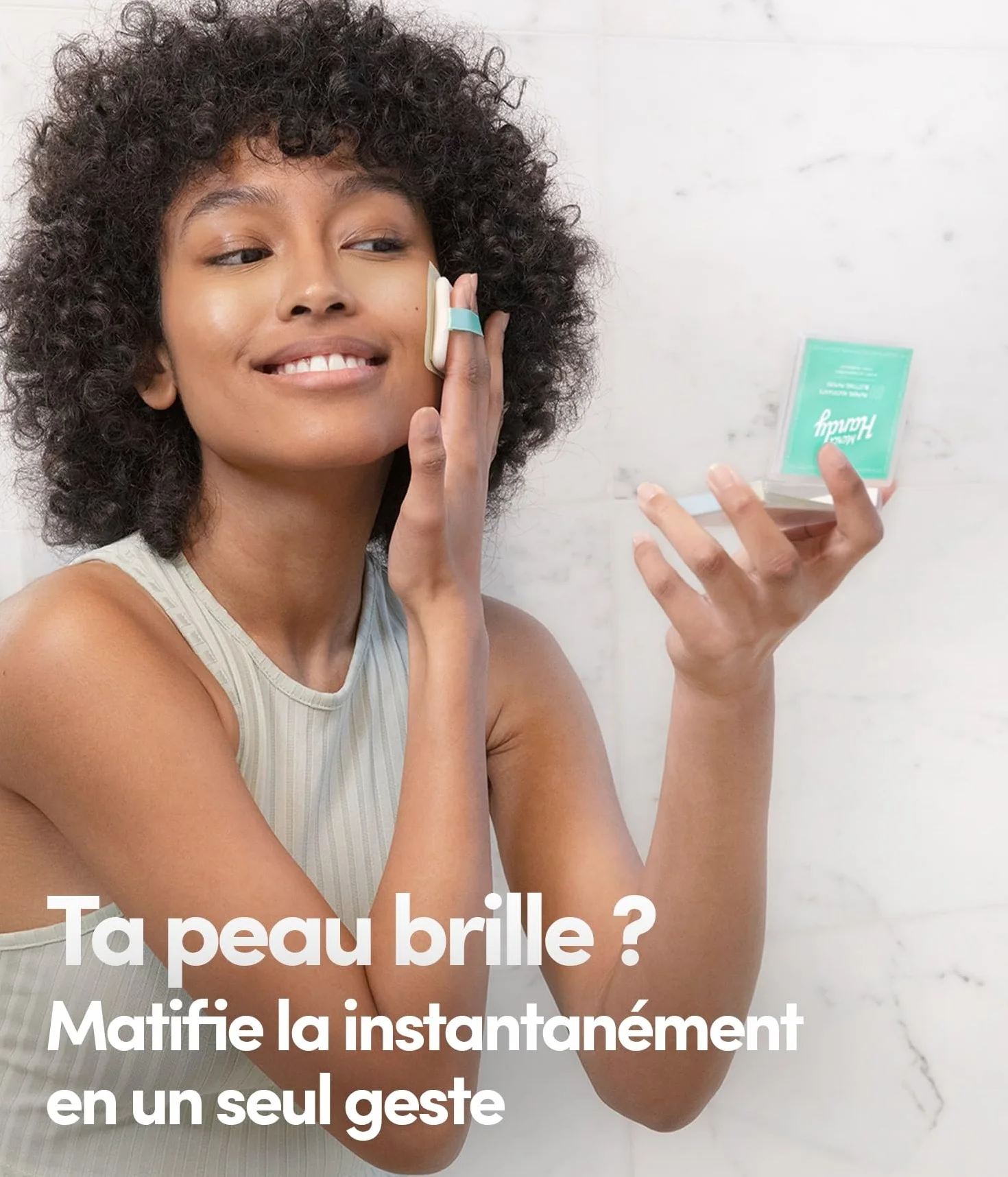 Merci Handy Papiers Matifiants 50 Feuilles Miroir Houppette Retouche Quotidienne Absorption Instantanée