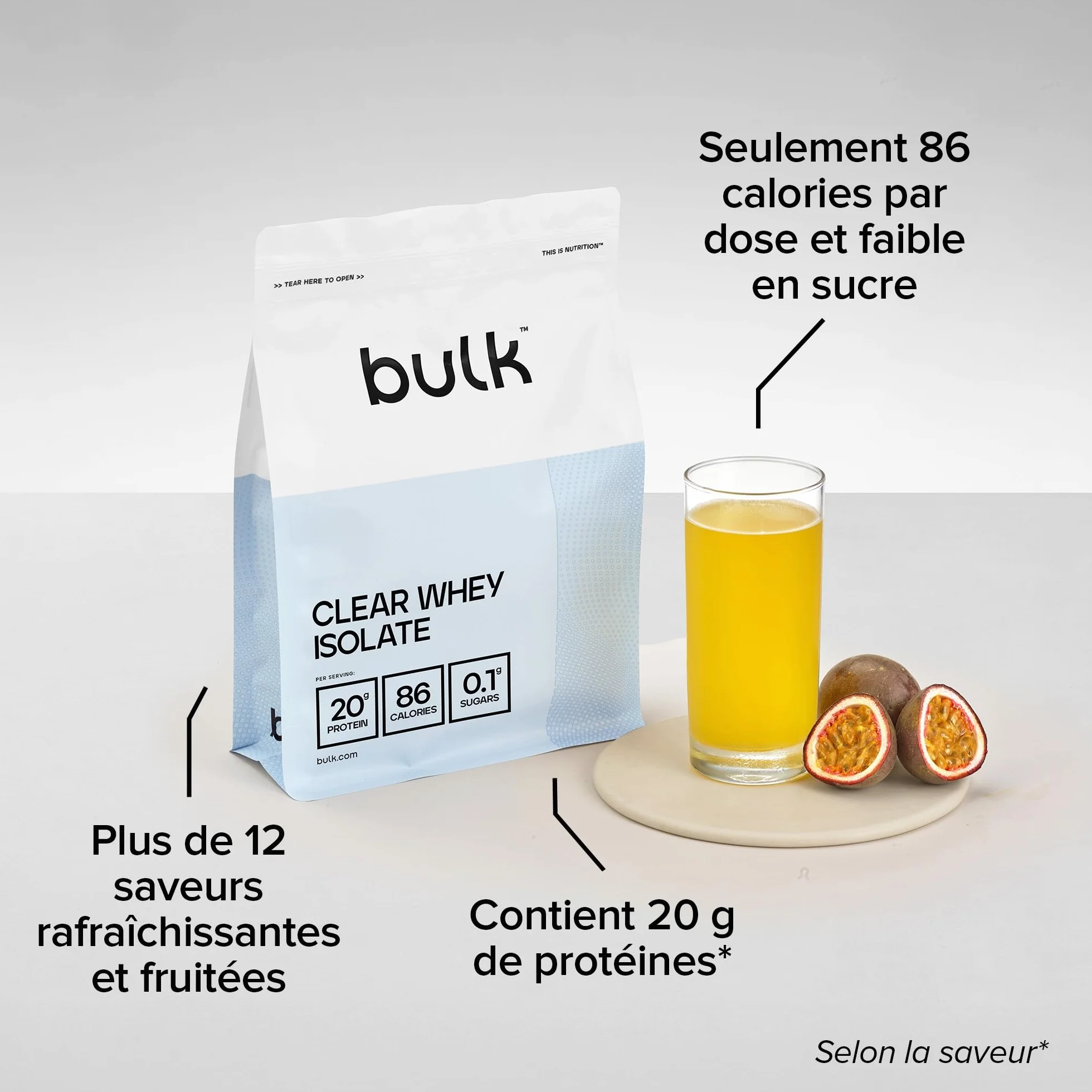 Clear Whey Isolate Pomme & Cassis 500g 20g protéines rapide faible sucre Shake protéiné léger fruité