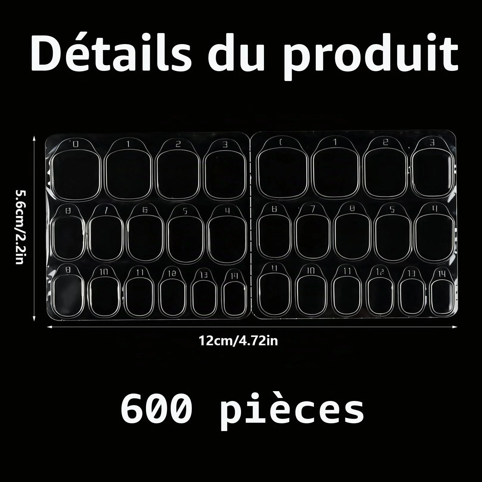 Tampons Colle Faux Ongles Autocollants Adhésifs 600 Pièces Transparents pour Nail Art