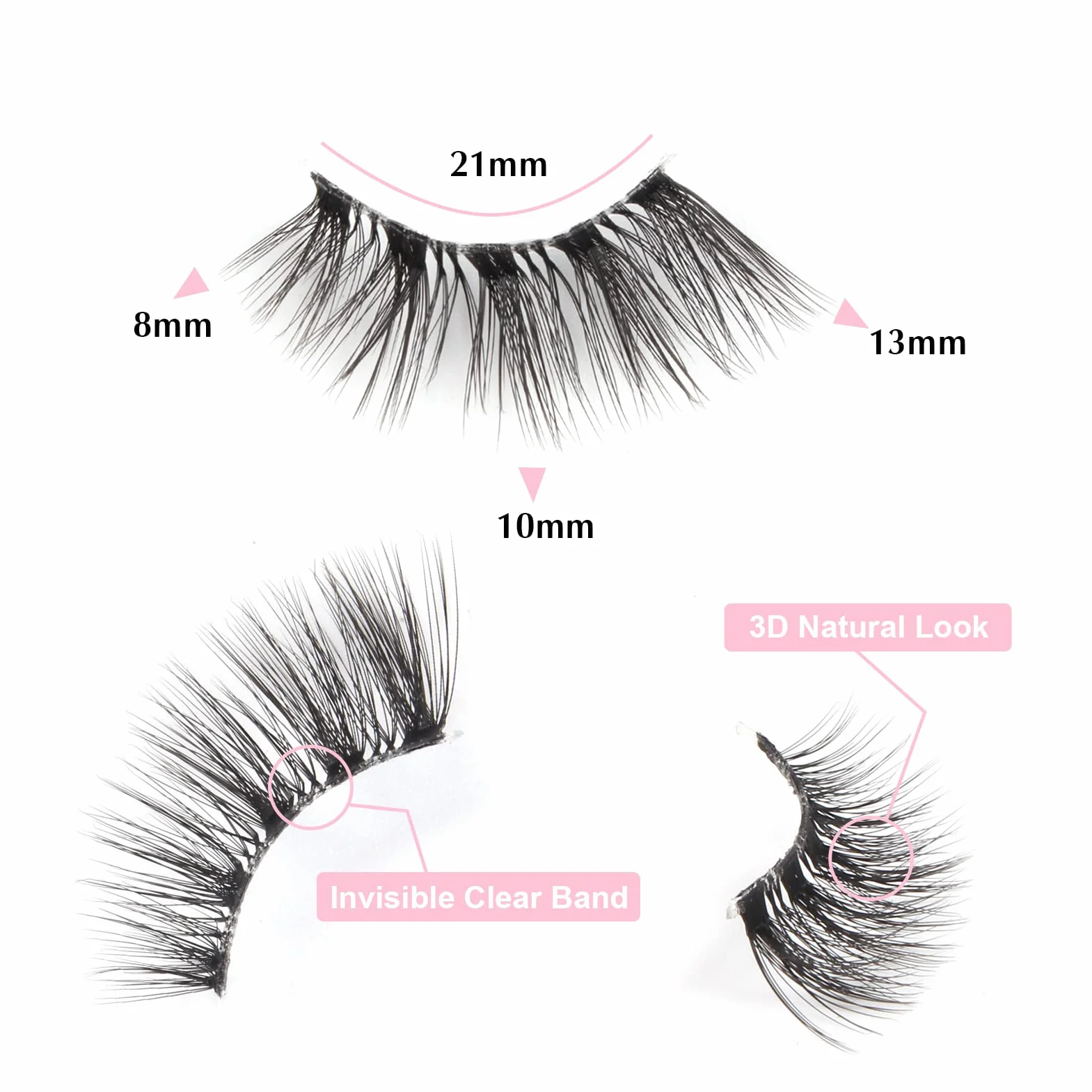 Demi Faux Cils Bande Transparente 3D Naturel 10 Paires Cat Eye Half Lashes Coin Cils Oeil de Chat