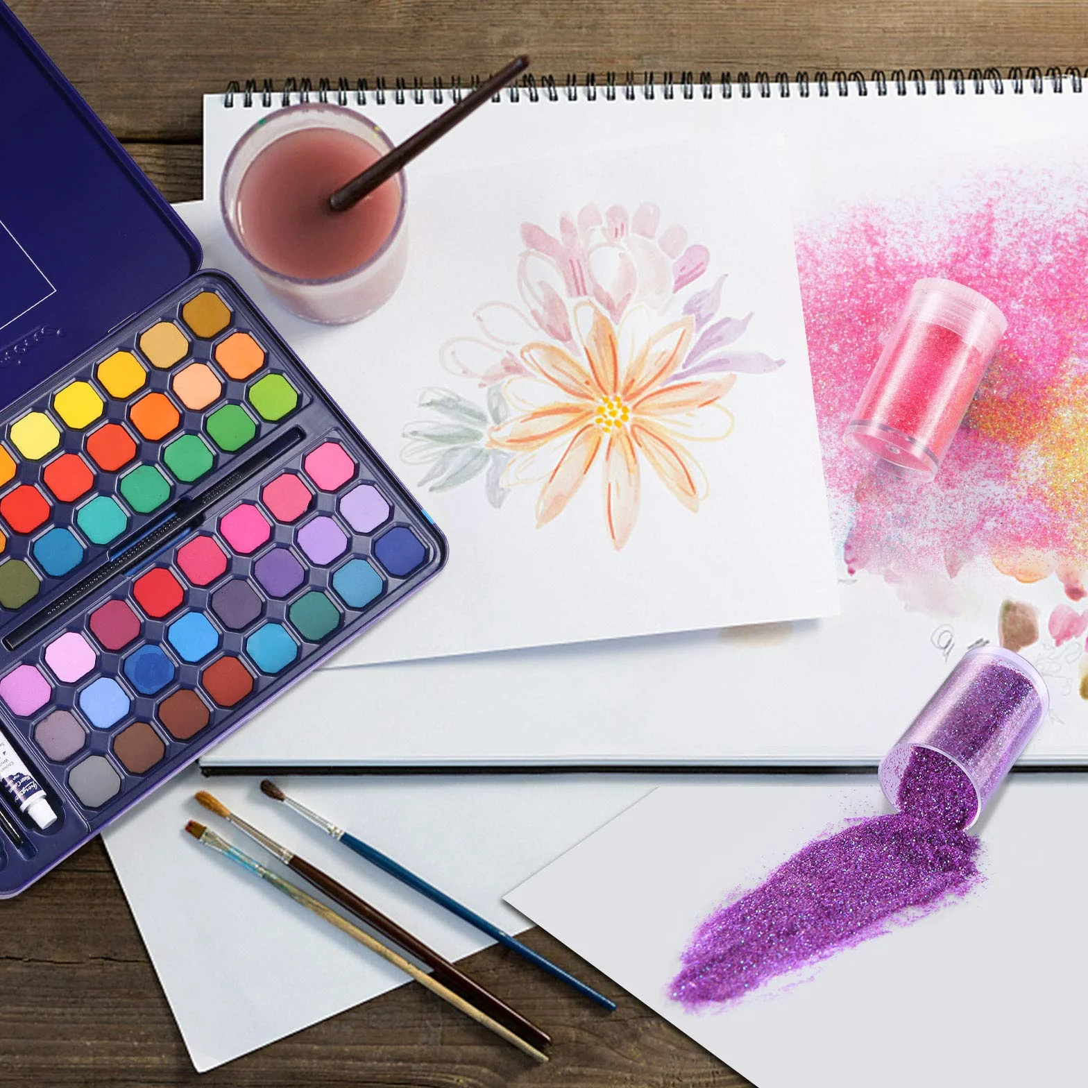 Poudre de Paillettes 36 Couleurs pour Nail Art Maquillage Cosmétiques Glitter Fines Enfant Loisirs Créatifs