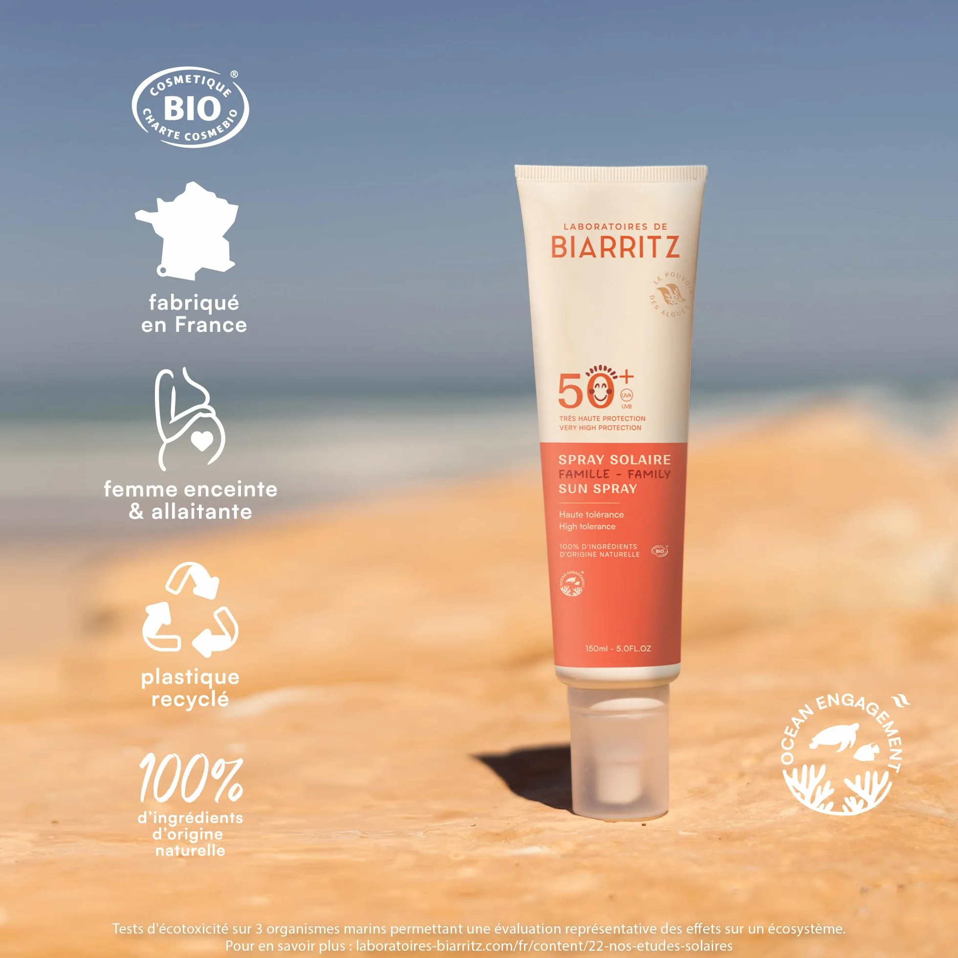 Laboratoires de Biarritz Crème Solaire SPF50+ Bio Visage Corps 150 ml