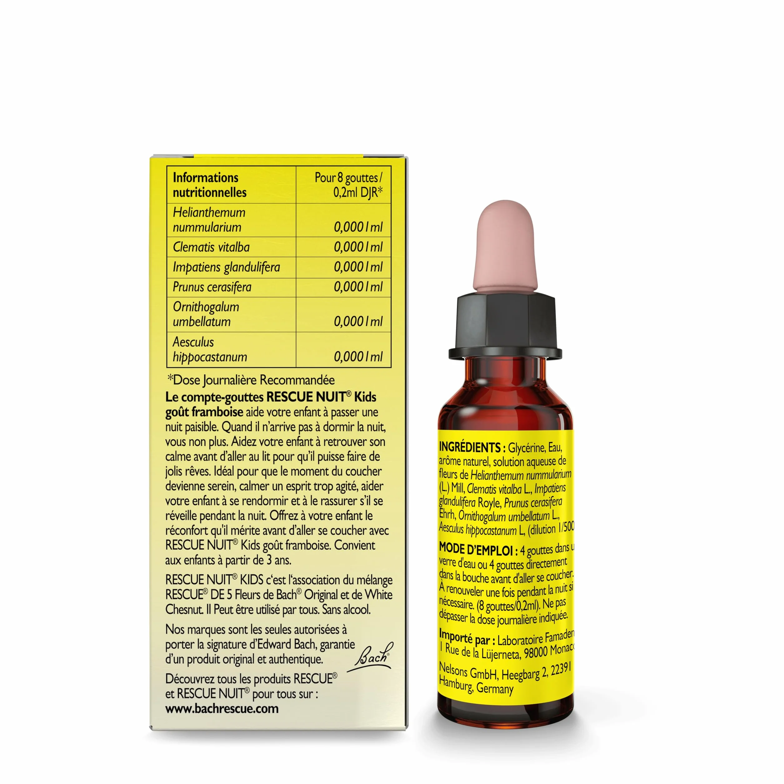 RESCUE NUIT KIDS Jolis Rêves Apaisement Relaxation Formule Sans Alcool Goût Framboise Dès 3 Ans Compte-gouttes 10 ml