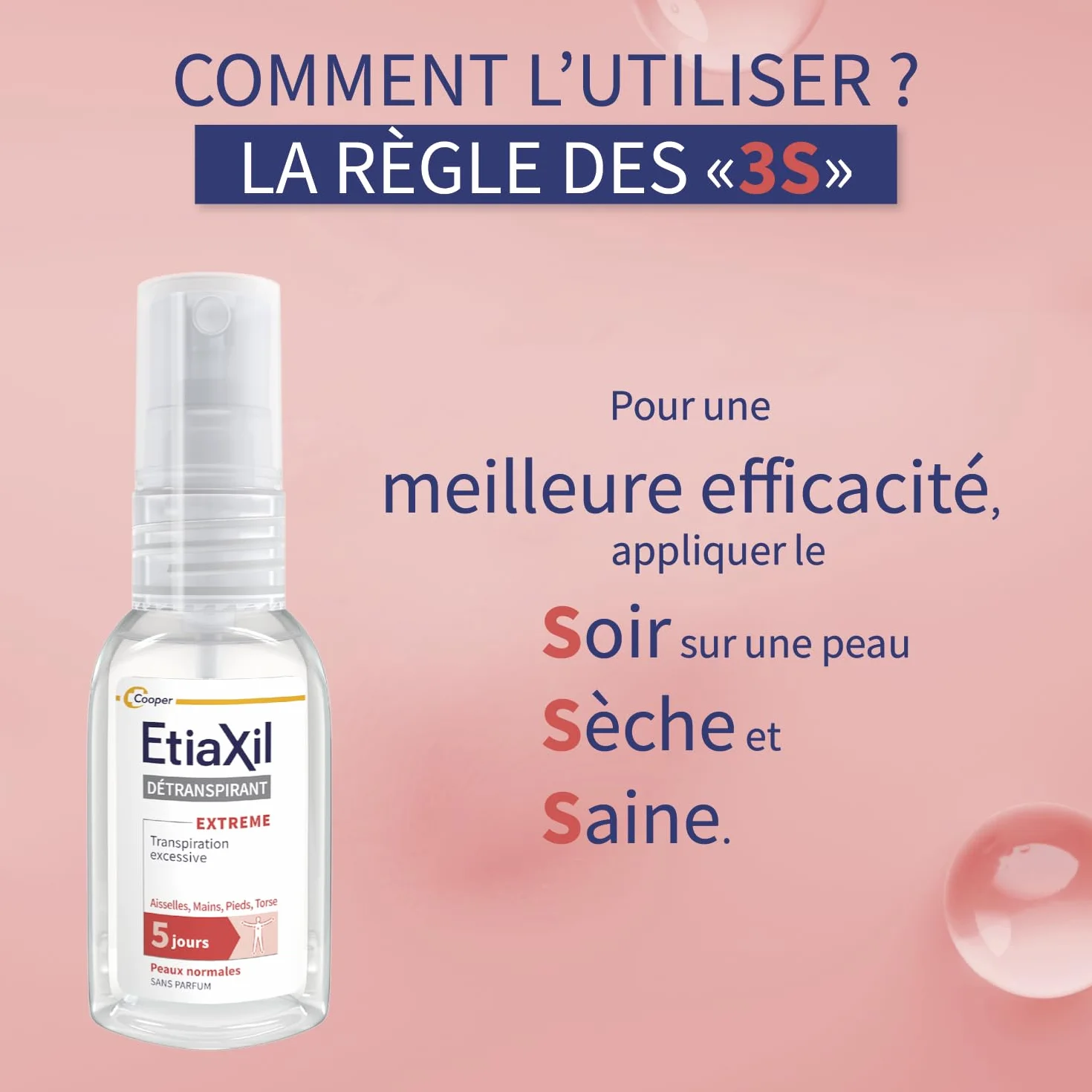Etiaxil Spray Déodorant Détranspirant 30ml Aisselles Mains Pieds Torse