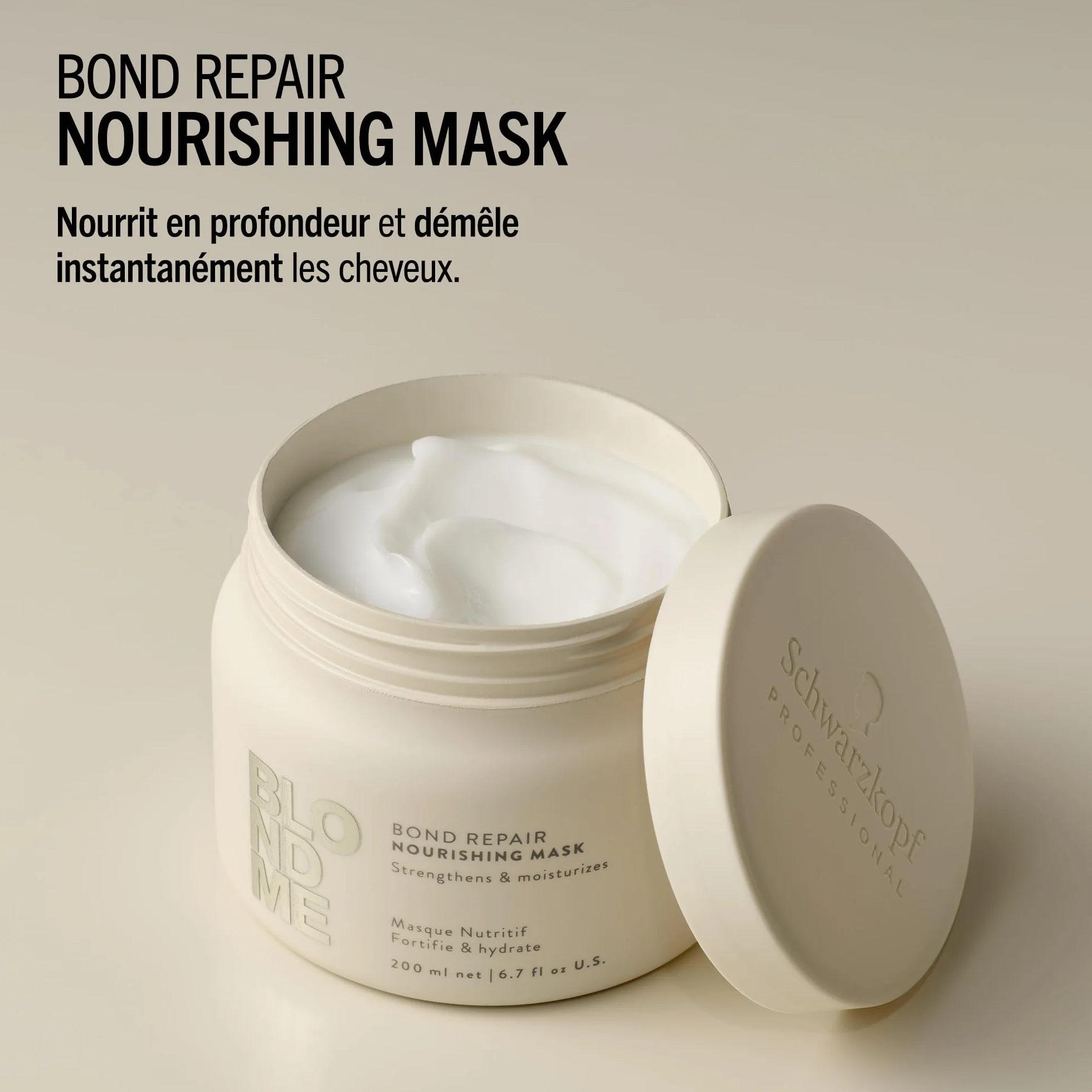 Schwarzkopf Professional BLONDME Bond Repair Nourishing Mask Masque Capillaire Réparateur Profondément Nourrissant Lisser Les Cheveux Poreux Hydratant Et Adoucissant 200 ml