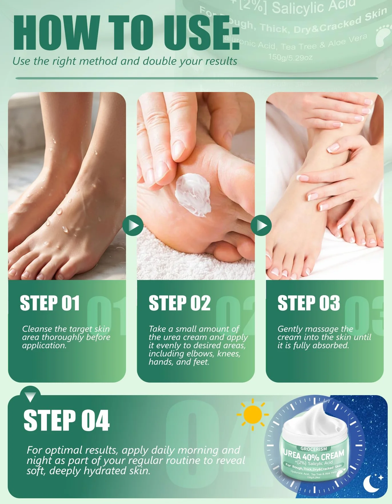 Crème à l'Urée 40% Acide Salicylique Pieds Mains Hydrate Élimine Callosités Adoucit 150 g