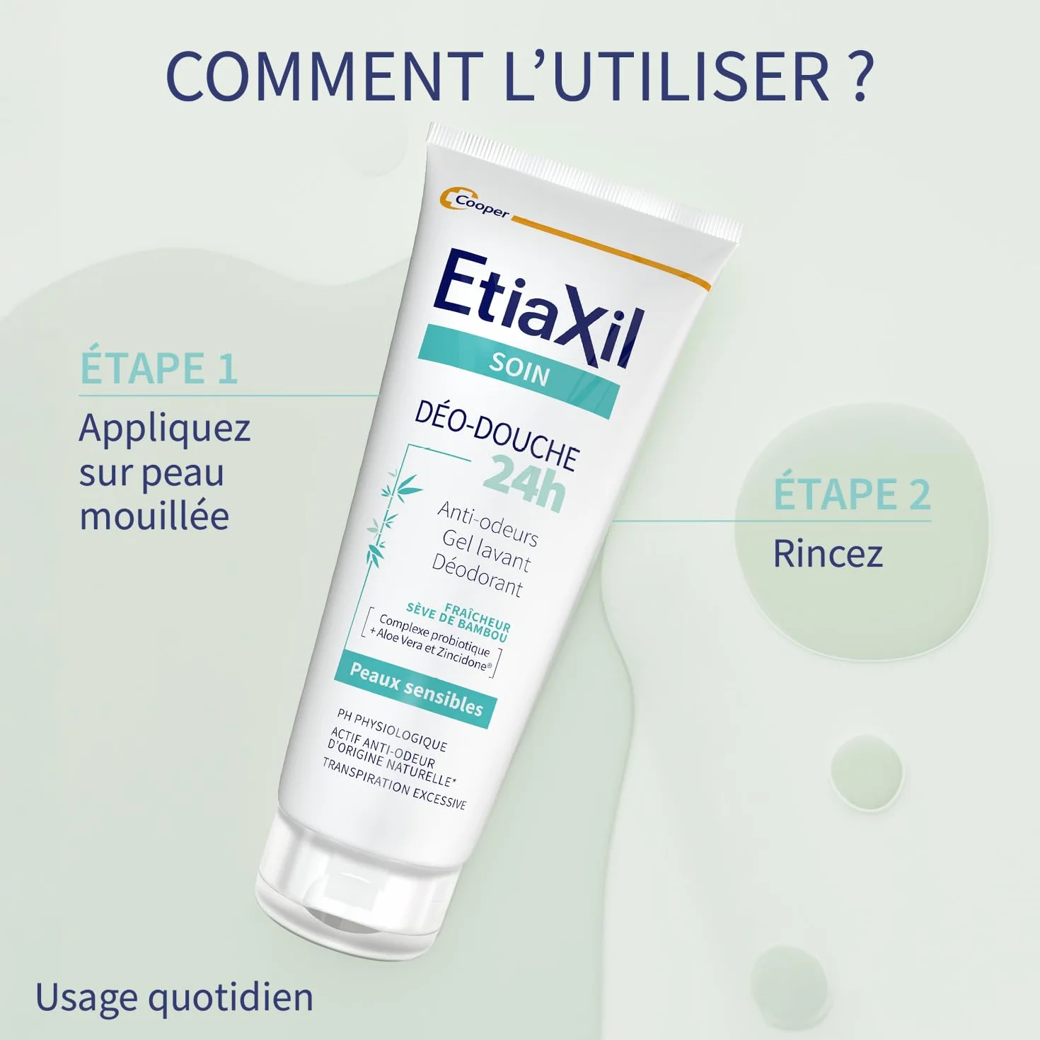 ETIAXIL Déo-Douche Gel Douche Transpiration Excessive Corps Peaux Sensibles 200 ml