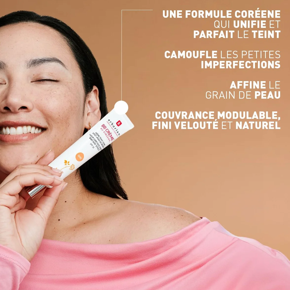 Erborian BB Crème au Ginseng 5-en-1 Soin Teinté Perfecteur SPF 20 Fond de Teint Couvrant