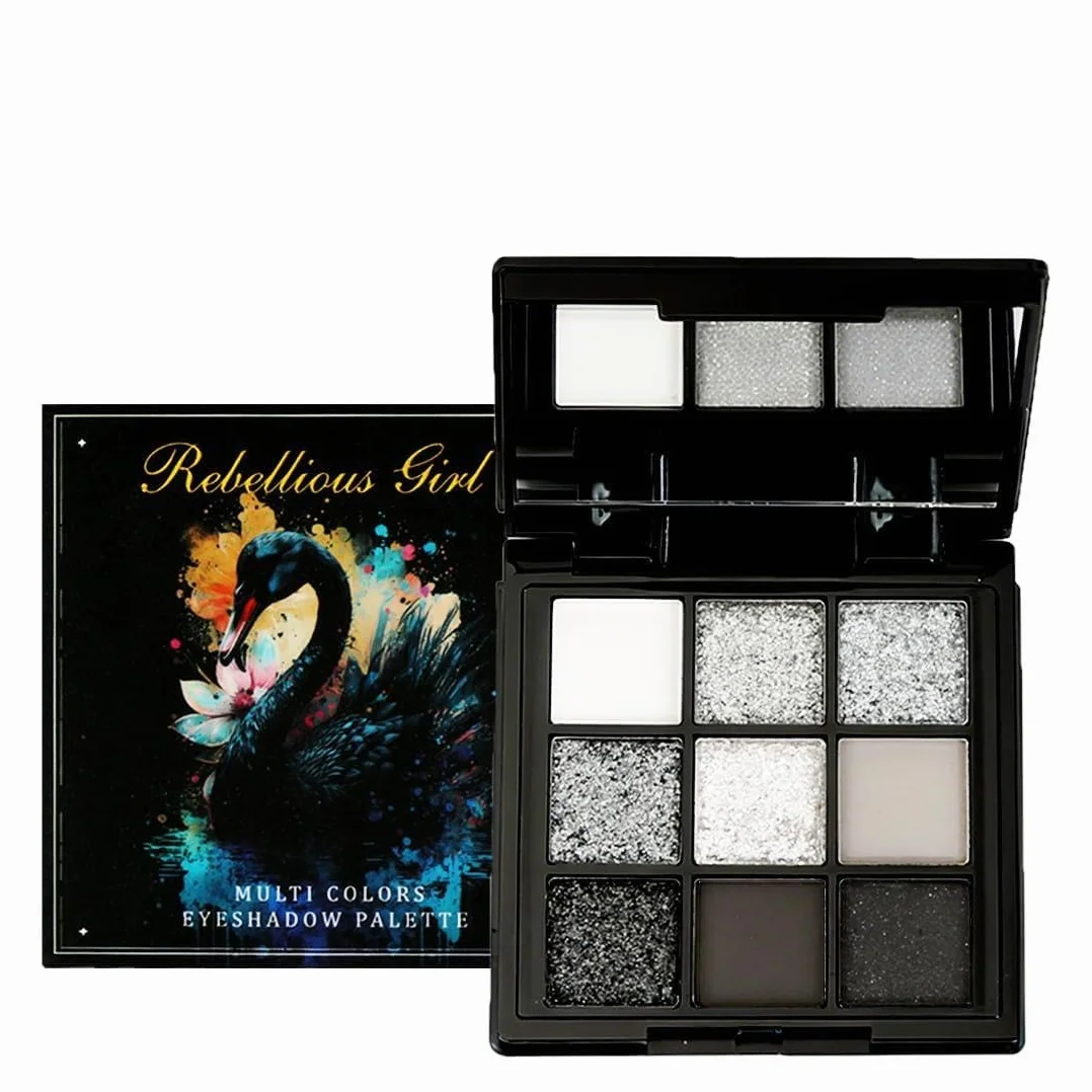 Palette de Fards à Paupières Smokey, 9 Couleurs Halloween D'ombres à Paupières Noir Gris Foncé, Palette de Maquillage Gothique, Mat Shimmer Doux et Lisse Longue Durée Eyeshadow