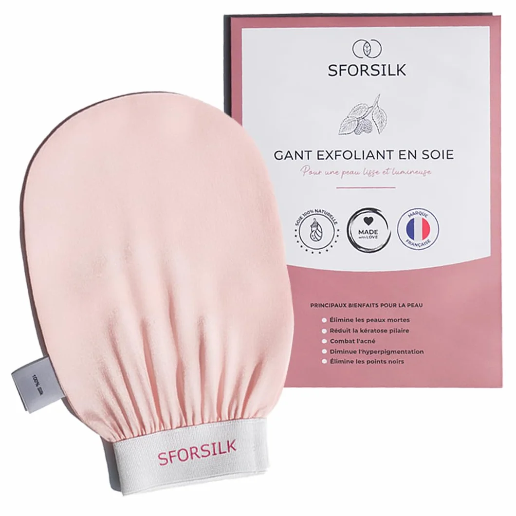 Gant exfoliant en soie pour peaux sensibles - Gommage doux sans savon