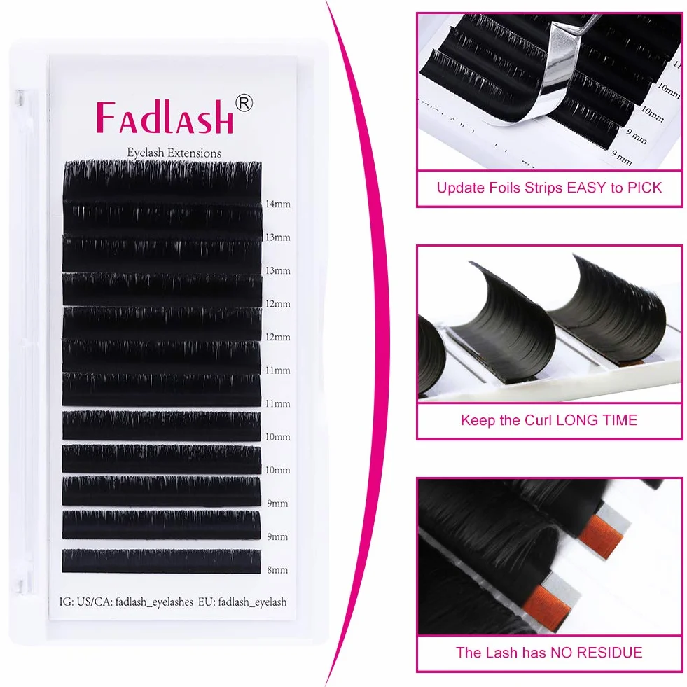 FADLASH Extension Cils Soie Volume Russe 0.07-CC Curl 8-14mm Easy Fanning