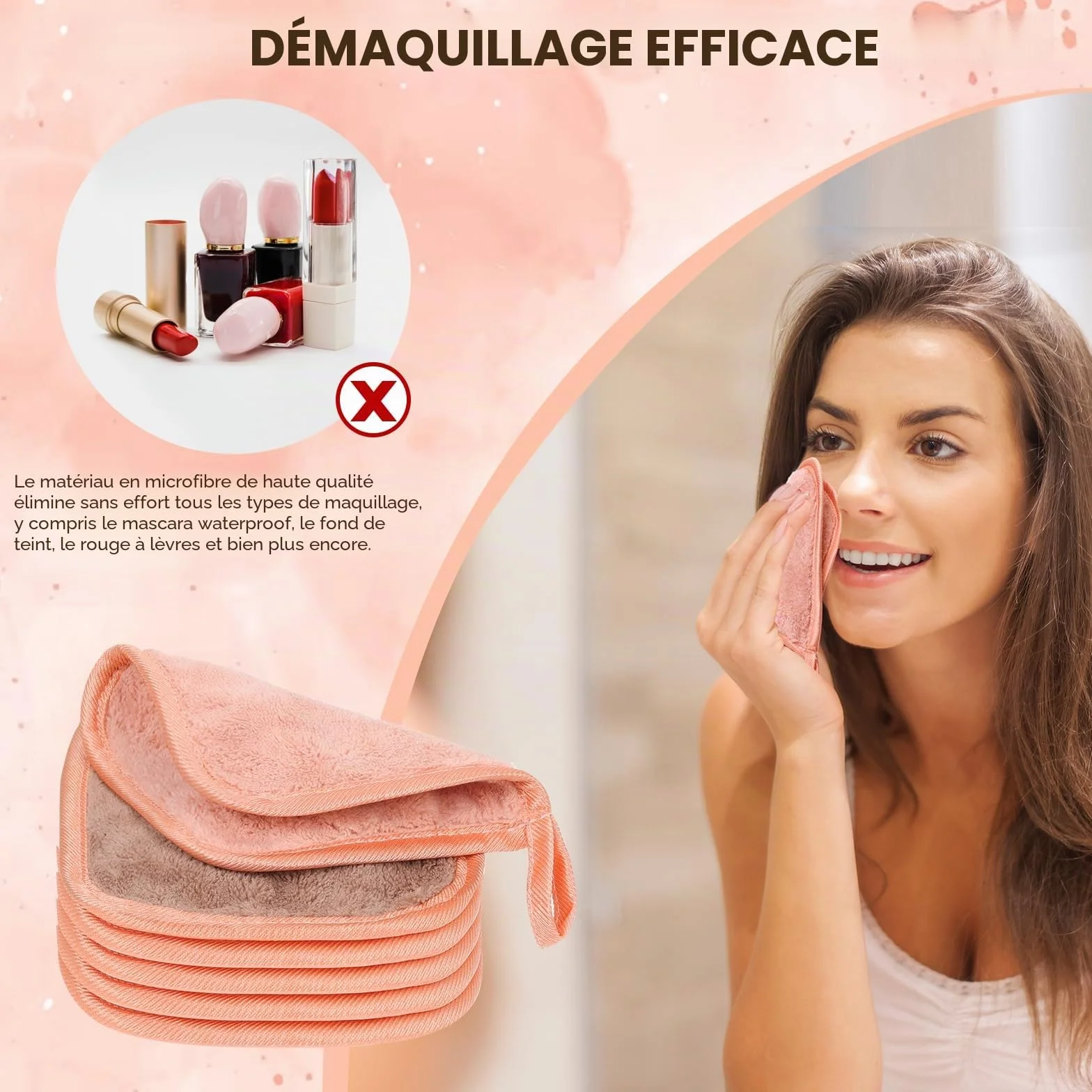 PHOGARY Pads Demaquillants Lavables, 12 Pièces Coton Réutilisable Visage, Microfibre Tampons Démaquillants