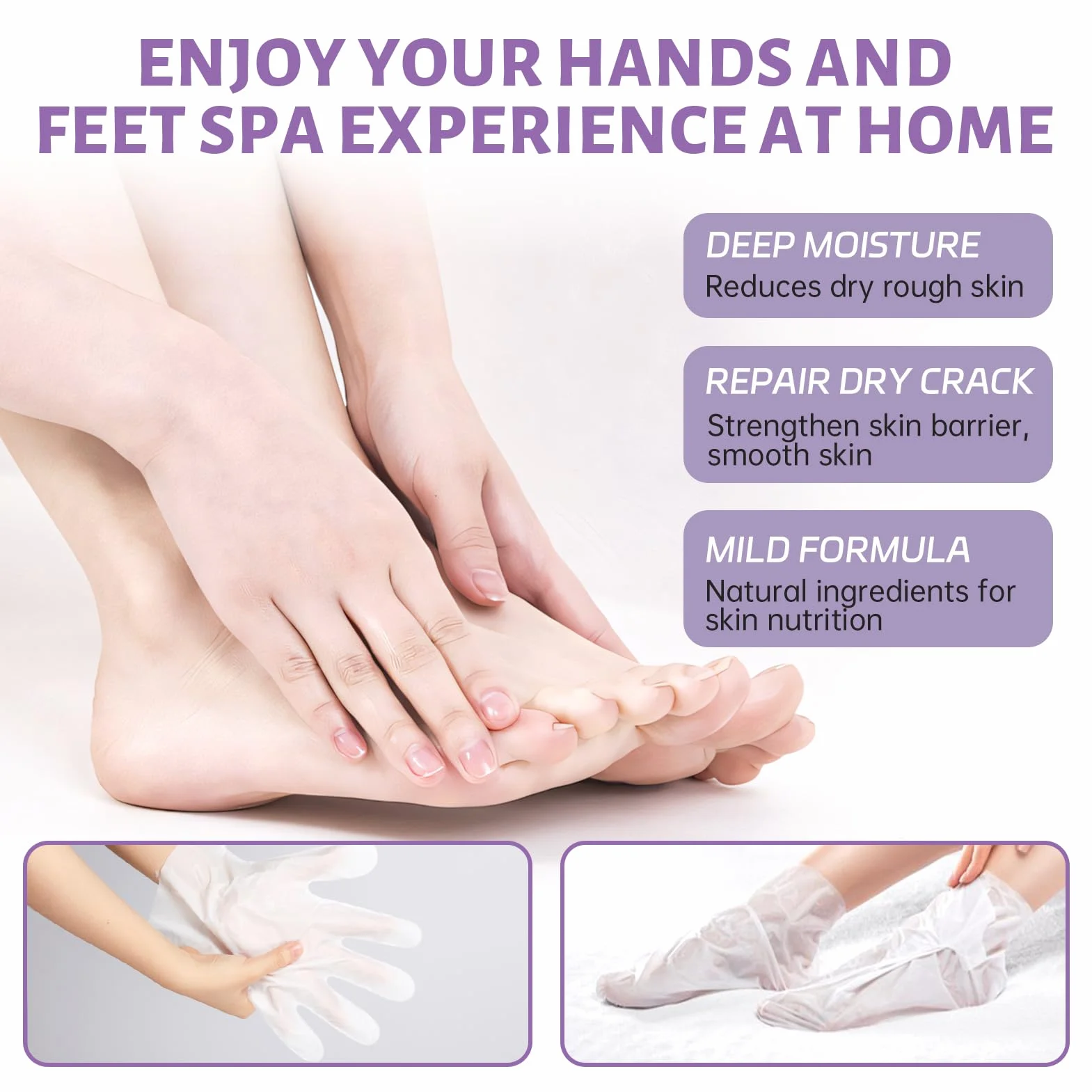 Masque Pieds Peeling Exfoliant Gants Hydratants Lavande Lait de Chèvre Aloès 3 Paires