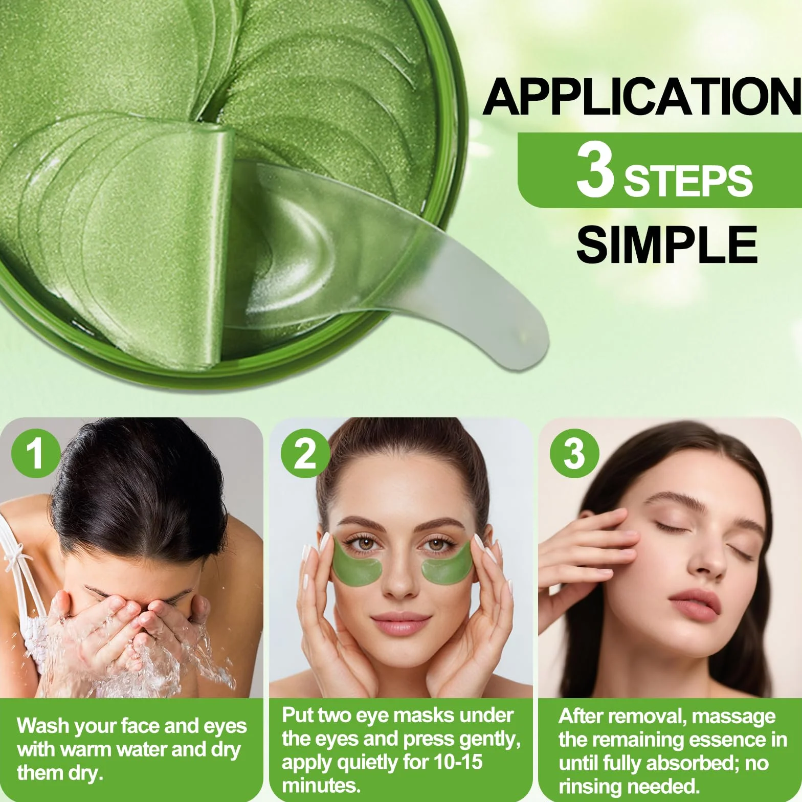 Aloe Vera Patchs Yeux 60 Pièces Anti Cernes Masque Collagène Contour des Yeux