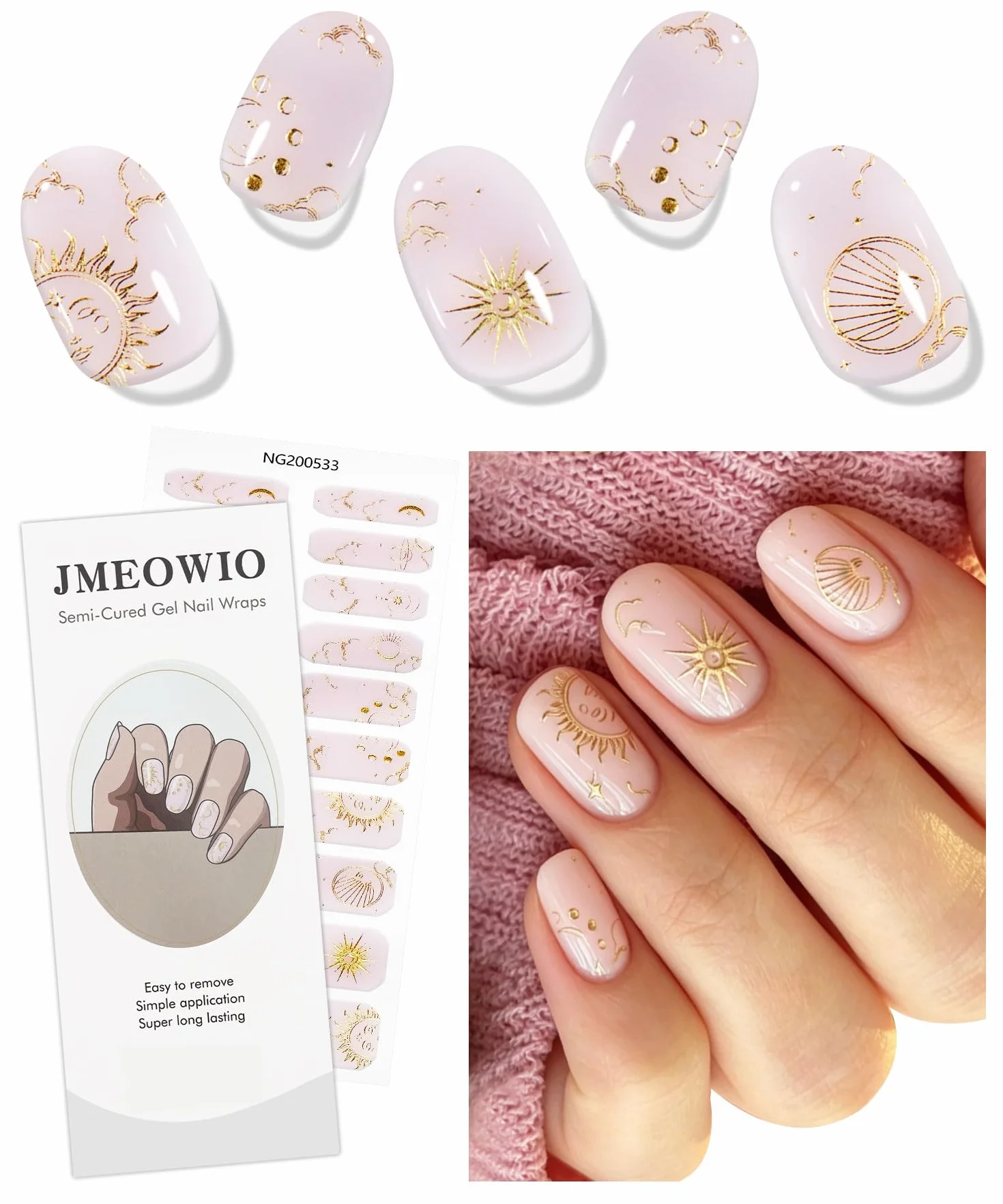 Autocollant Ongles Gel UV Étoile Lune Semi-durci Nail Art Design Manucure