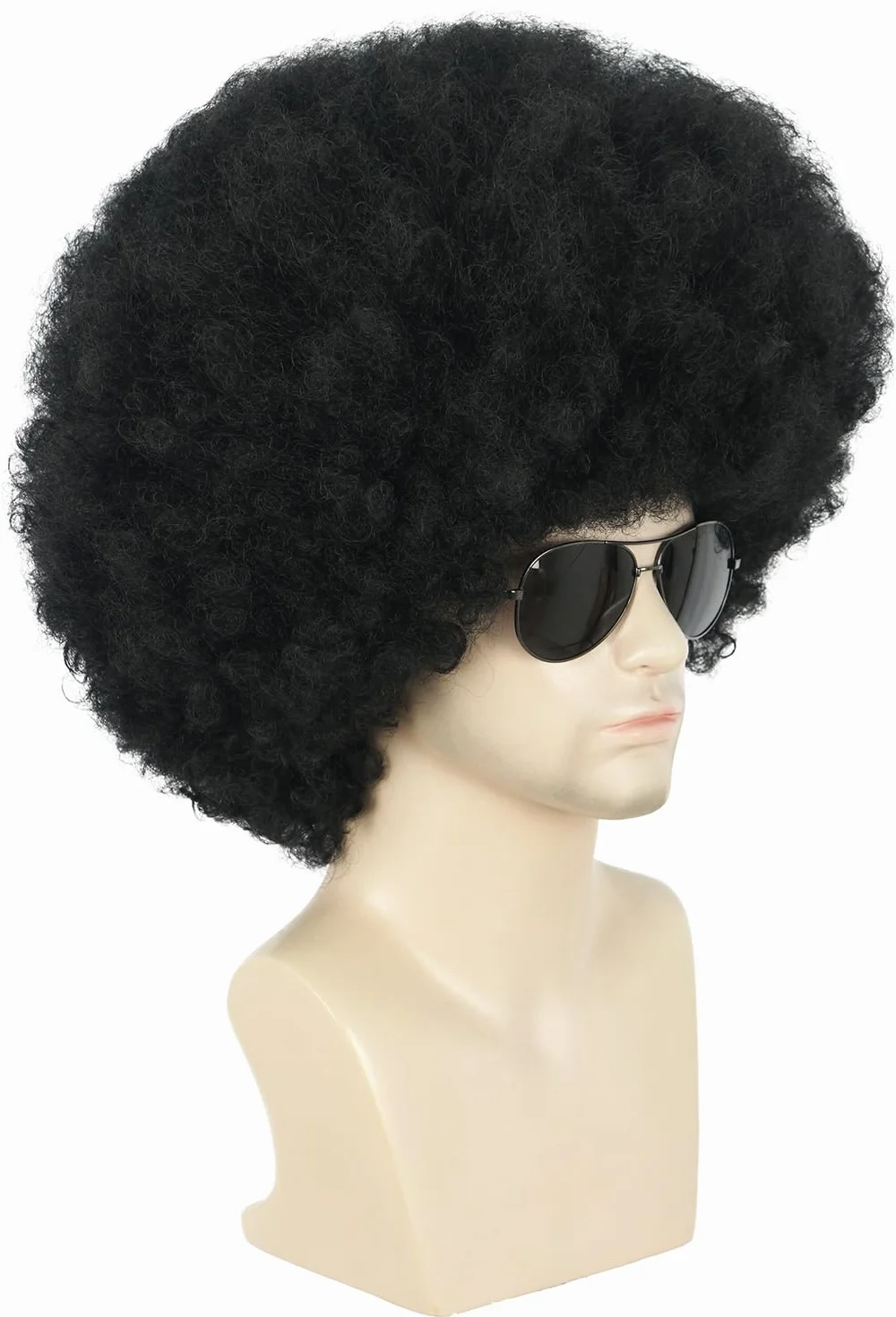 Karlery Perruque Courte Frisée Noire pour Homme et Femme Perruque Disco Afro des Années 70 et 80 pour Carnaval Halloween Cosplay Déguisement Party