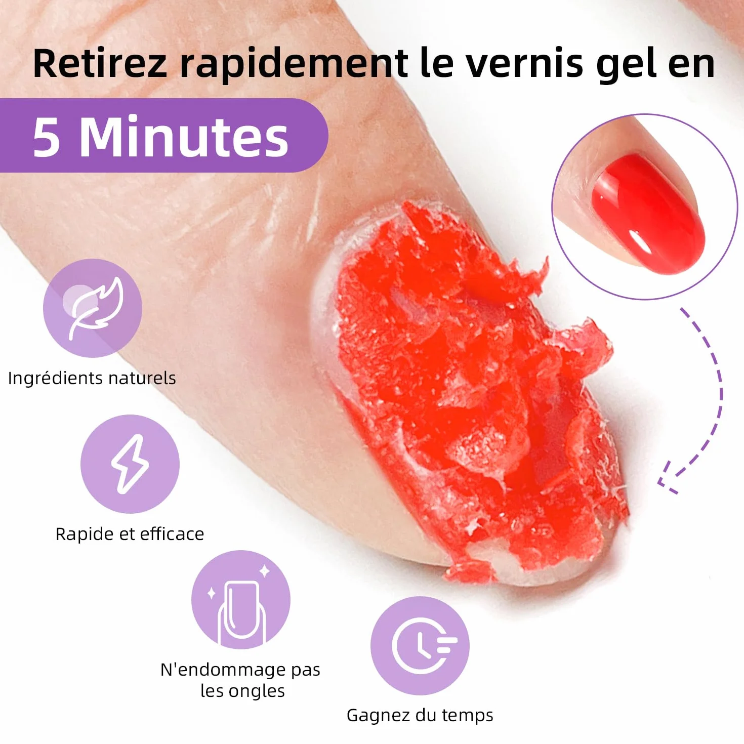 Dissolvant Vernis Semi-Permanent 18 Ml Grande Capacité - Pas Besoin de Tremper - Dissolvant Pour Ongles en Gel - S'élimine en 3-5 Minutes