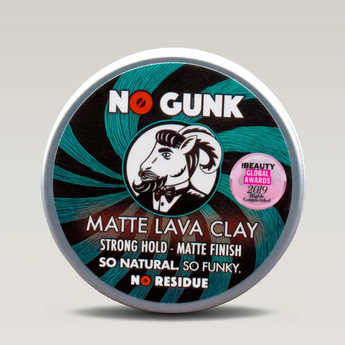 NO GUNK Argile Pâte Cire Coiffante Bio 100% Naturelle pour Cheveux Homme - Tenue Forte - Effet Mat - Matte Lava Clay (Non parfumée, 50g)