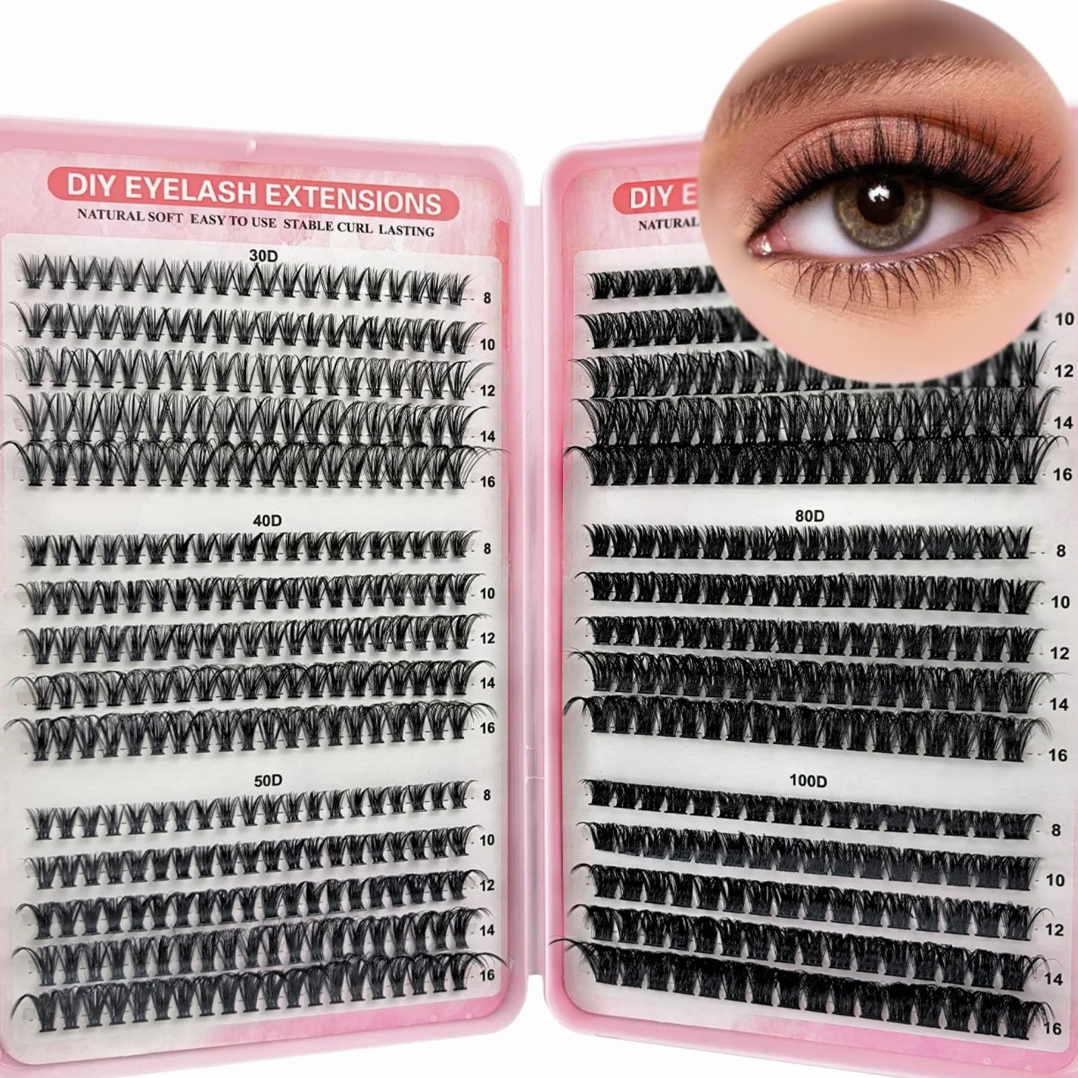 KEYRI 580 Pièces Faux Cils Individuel Extension Cils Kit DIY 8-16mm Mix