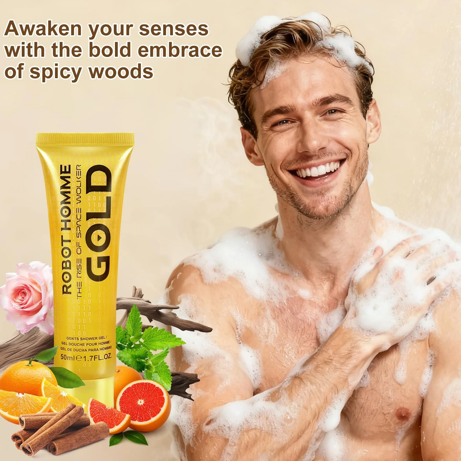 Coffret Cadeau Homme,Parfum Homme avec 2 x Eau de Toilette, Gel Douche et Lotion Apres Rasage, Format Voyage, Notes Boisées épicées, Convient à un Usage Quotidien