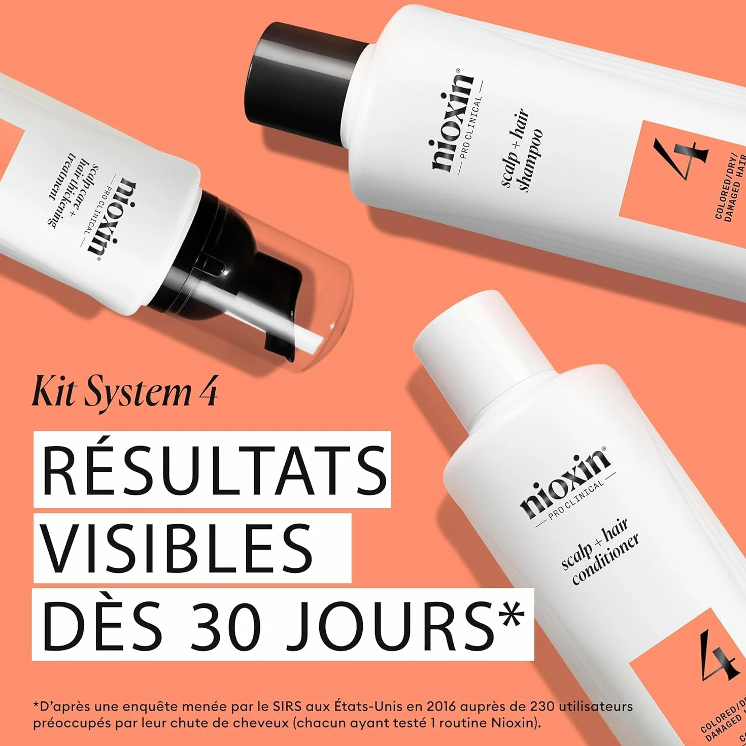 Nioxin - Kit de soins SYSTEM 4 - Shampoing & après-shampoing (150ml), soin sans rinçage (40ml) + masque fortifiant (150ml)