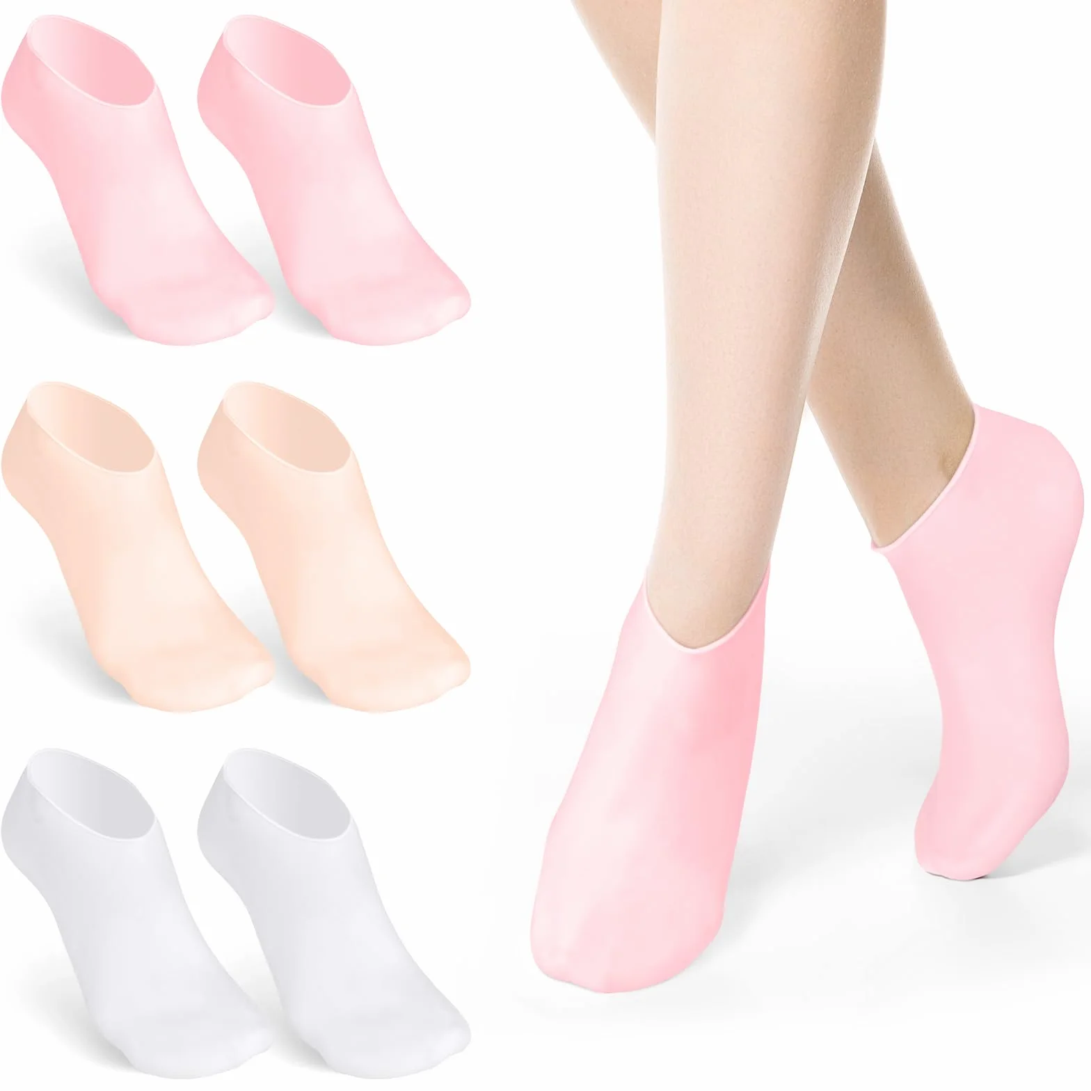 ACWOO Chaussettes Hydratantes en Silicone 3 Paires Soin des Pieds Fissurés