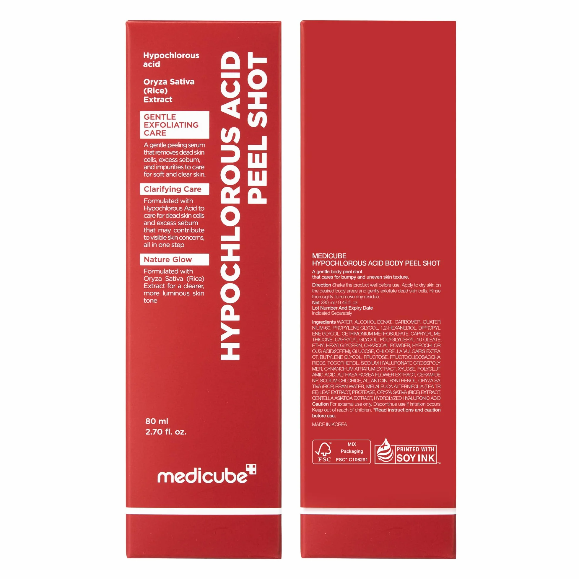 Medicube Body Peel Shot with Hypochlorous Acid Gentle Body Exfoliating Serum 9.46 fl.oz