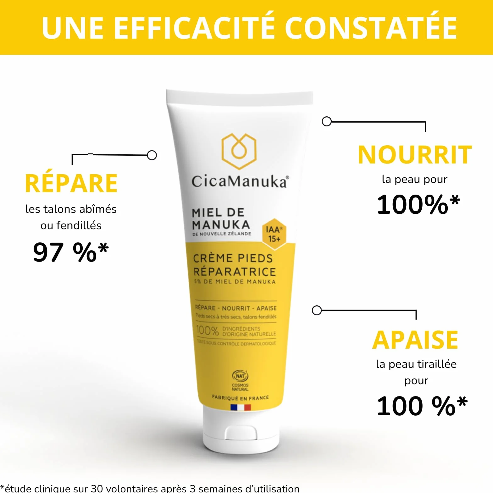 CicaManuka Crème pieds réparatrice au miel de Manuka IAA15+ 75ml Cosmos Natural