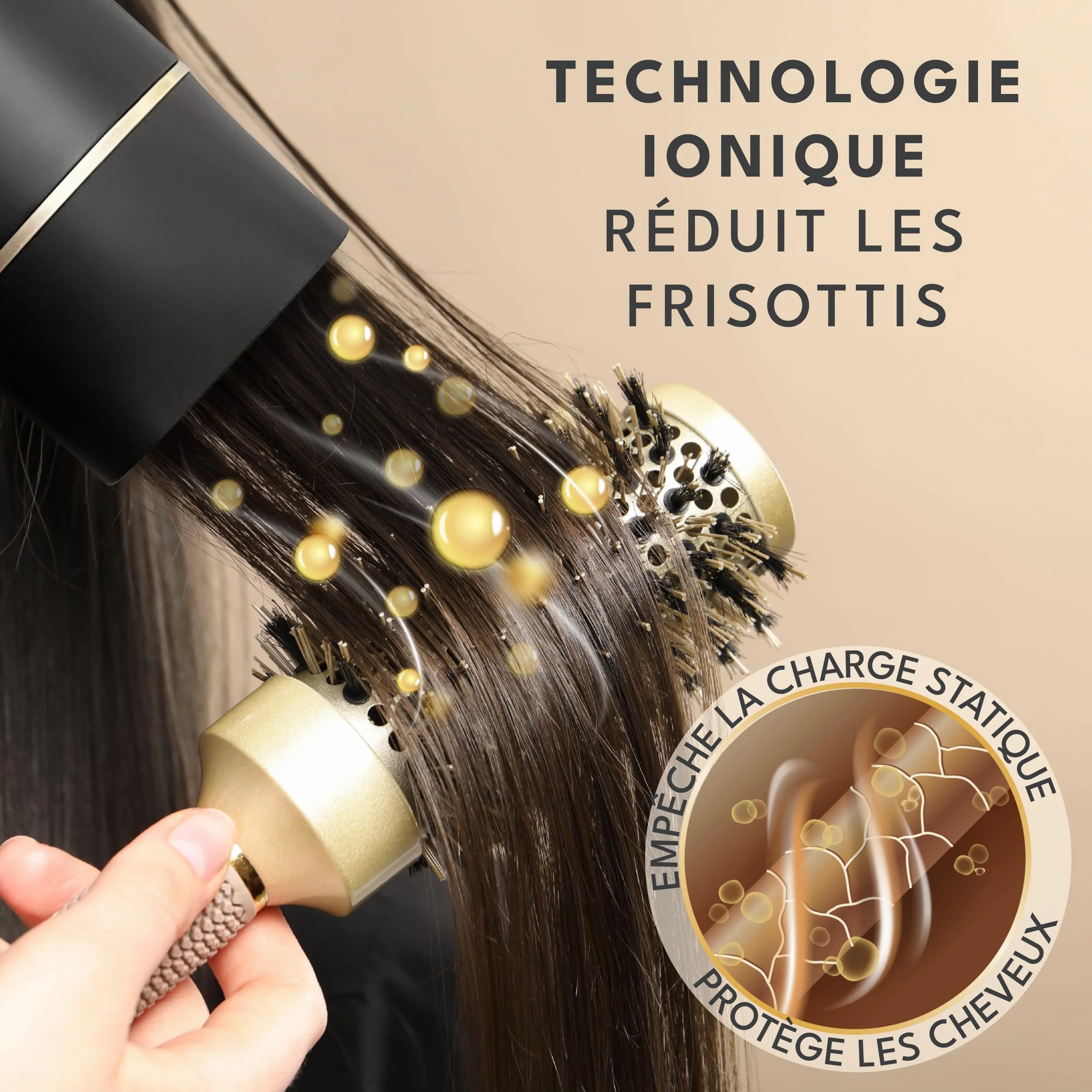 LEBENLANG Petit Sèche-cheveux Ion 2100W - Anti-Spliss avec le mode Air Froid, pliable - Accessoires de Voyage (Noir)