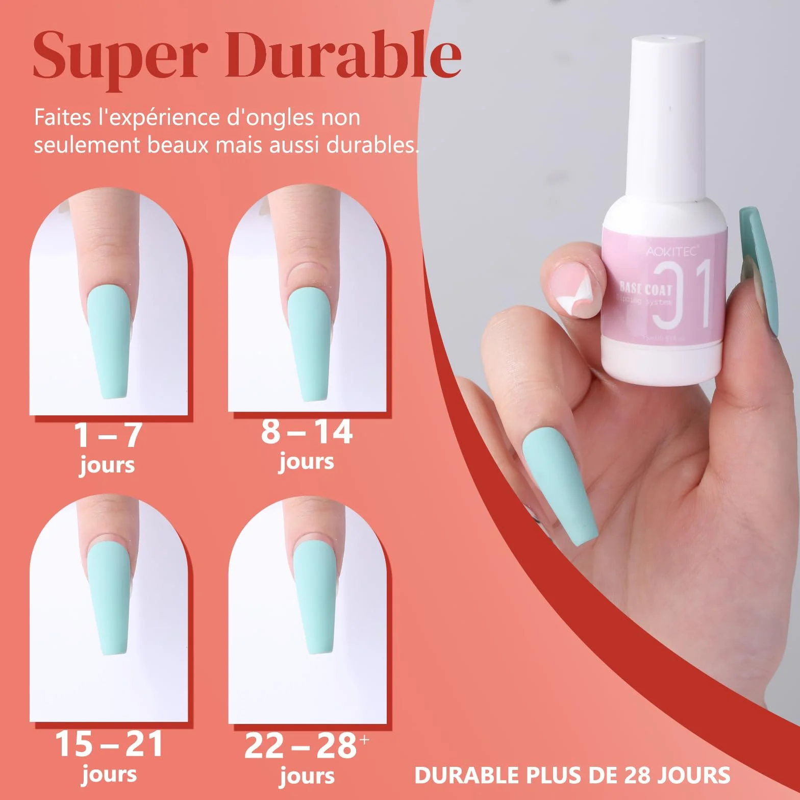 Aokitec Lot de 13 Poudres de Trempage Liquides – Kit d'Outils pour Ongles avec Adhésif, Activateur, Base, Couche de Finition Brillante