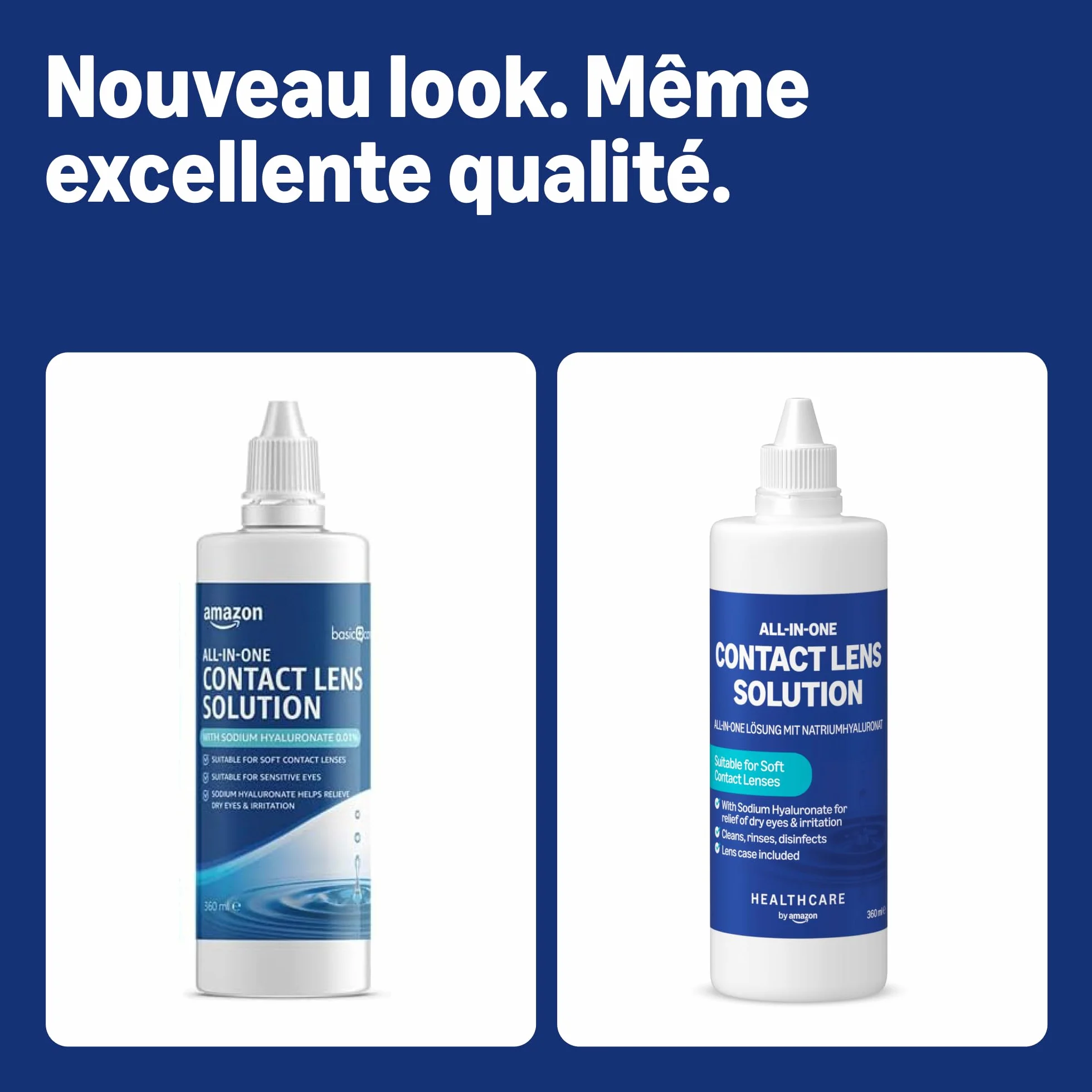 Amazon Solution Tout-en-un Hyaluronate de Sodium Lentilles de Contact Souples 3 x 360ml