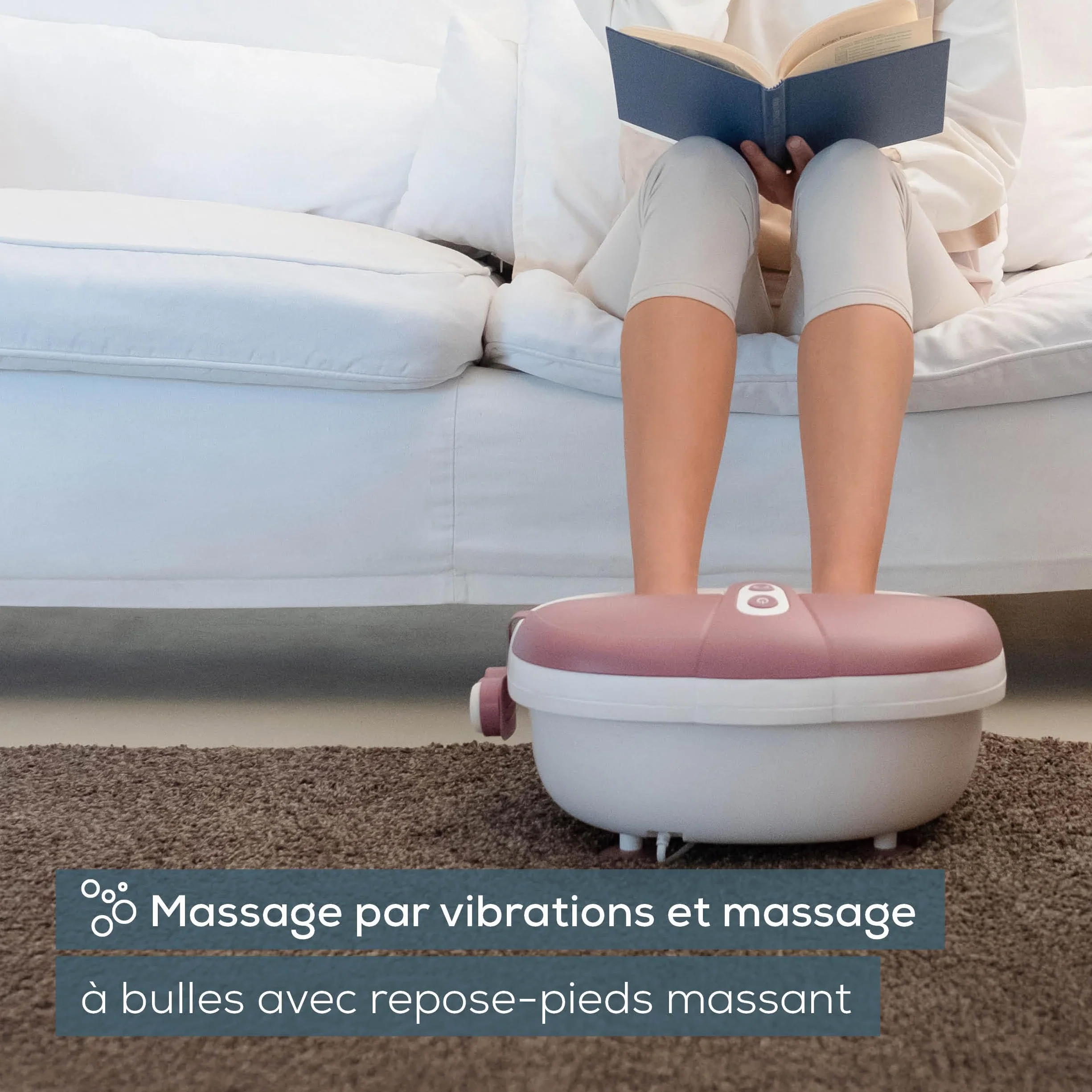 Beurer FB 35 bain de pied massage vibrations bulles 3 embouts pédicure interchangeables maintien température aromathérapie pointure 44