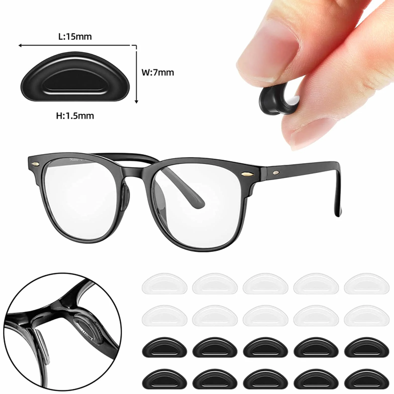 Retenues de Lunettes en Silicone 26 Paires, Supports Protecteurs Anti-Dérapants, Embouts de Crochet, Coussinets de Nez pour Lunettes de Soleil