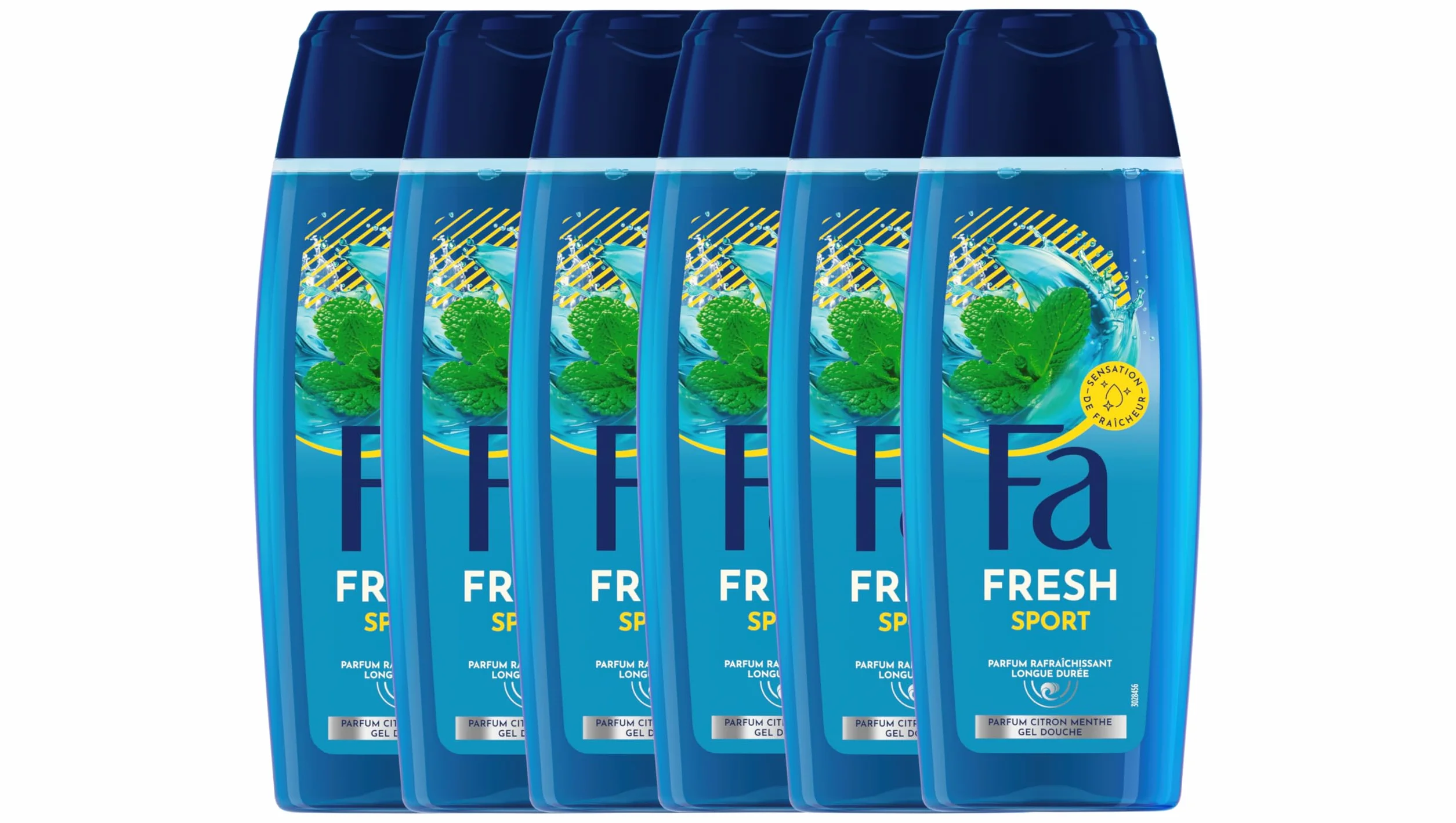 Gel Douche Homme Parfume Rafraichissant Sport Citron Menthe 250 ml Lot de 6