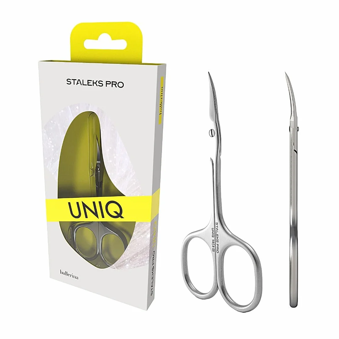 STALEKS Pro Ciseaux à cuticules professionnels en acier inoxydable Ballerine UNIQ SQ-10/3