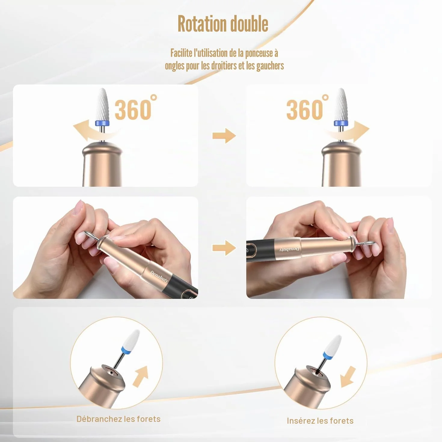 Ponceuse pour Ongles Sans Fil, 12 en 1 Lime a Ongle Electrique Professionnelle 25000 RPM Kit de Manucure Pédicure avec USB Rechargeable, Ponceuse à Ongles pour Gel Acrylique Ongle Noir